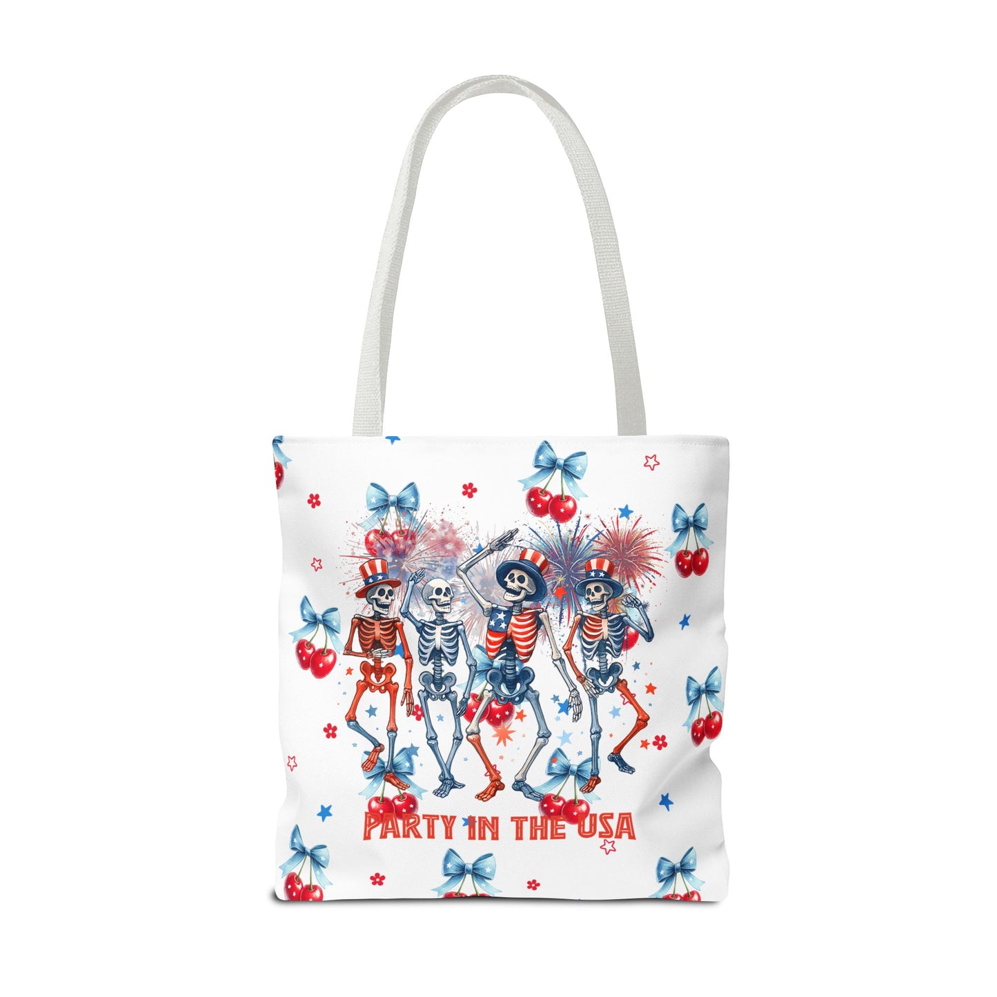 Patriotic Skeletons Tote Bag — "Party in the USA" 4th of July All-Over Print