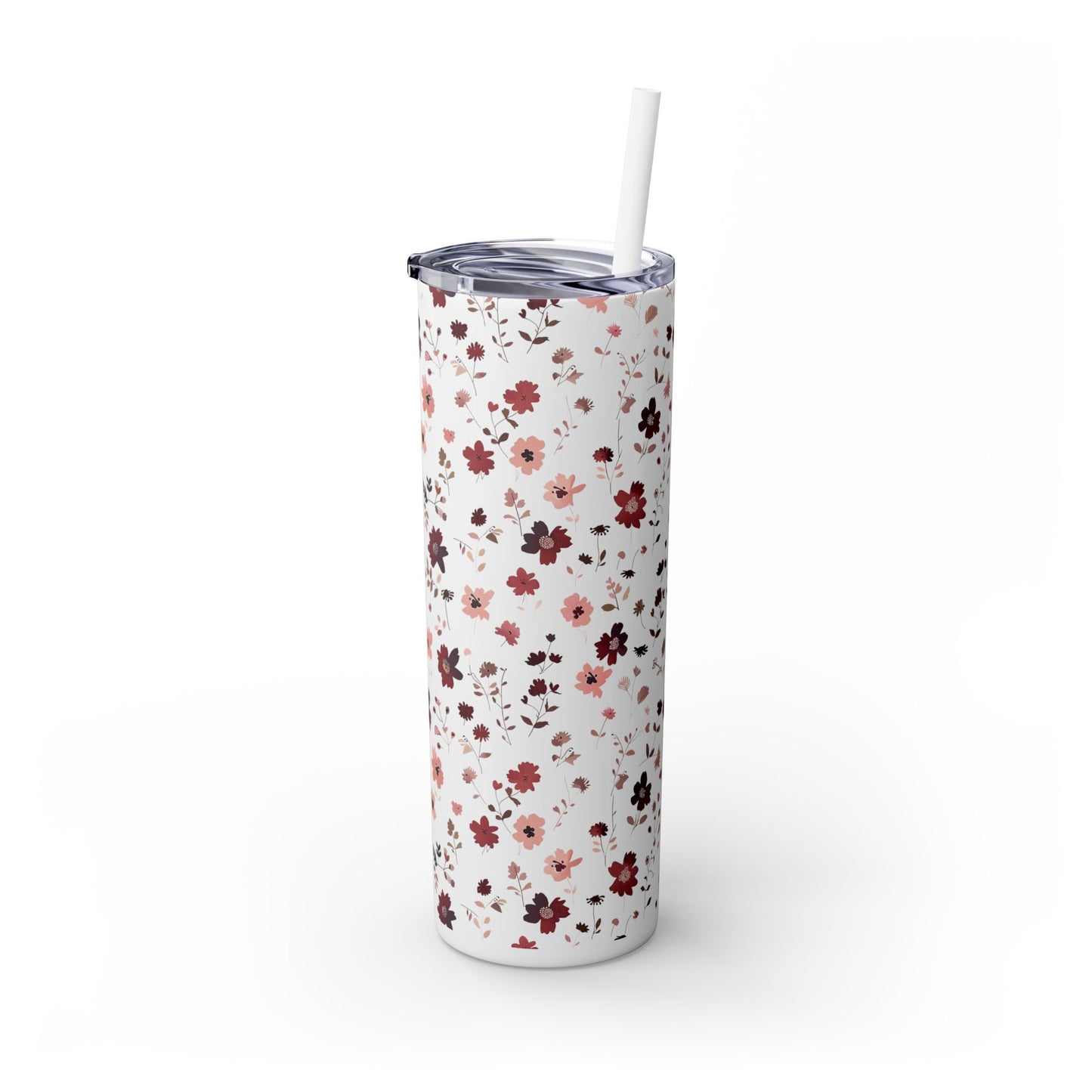 Floral Skinny Tumbler 20oz – Pink Blossom Straw Cup