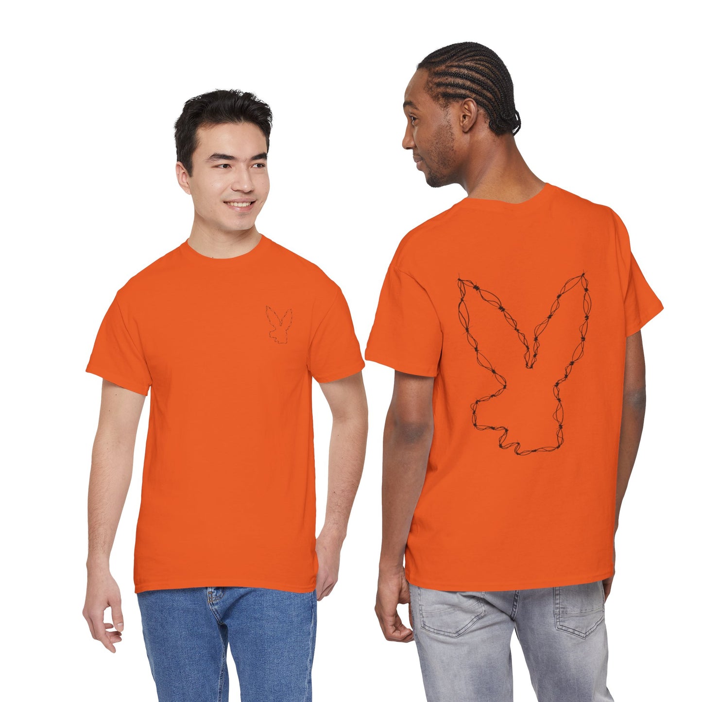 Bunny Outline Tee — Minimal Floral Rabbit Graphic T‑Shirt