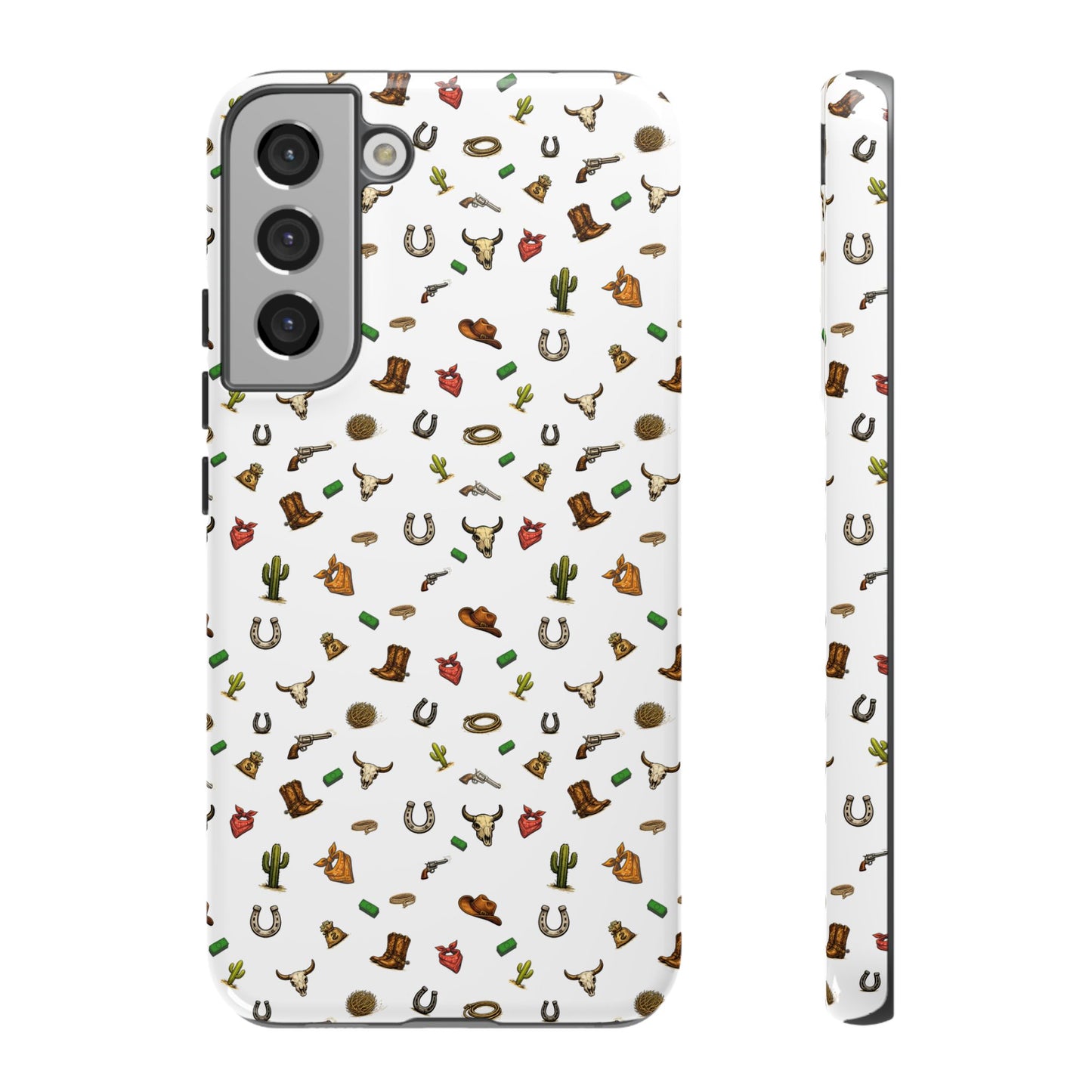 Western Pattern Phone Case — Cowboy Boots, Hats, Horseshoes & Cactus Tough Case