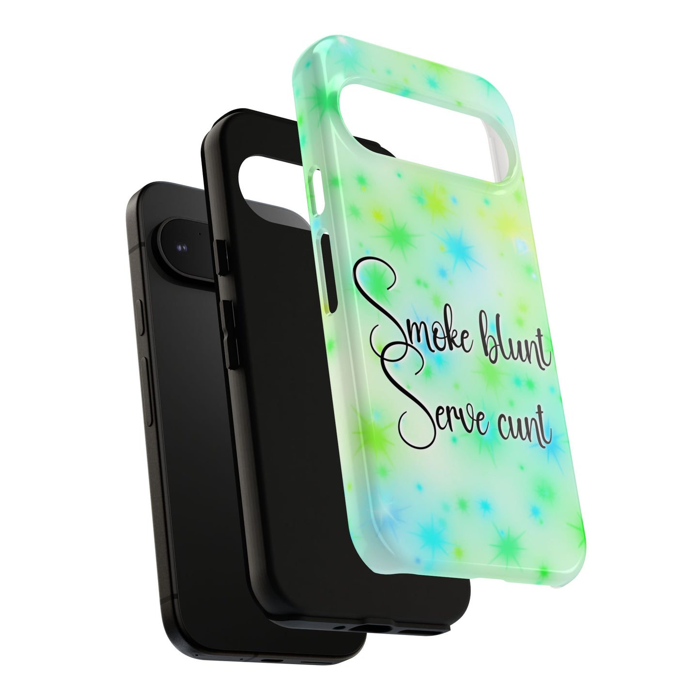 Phone Case — "Smoke blunt Serve cunt" Green Starburst Protective Case