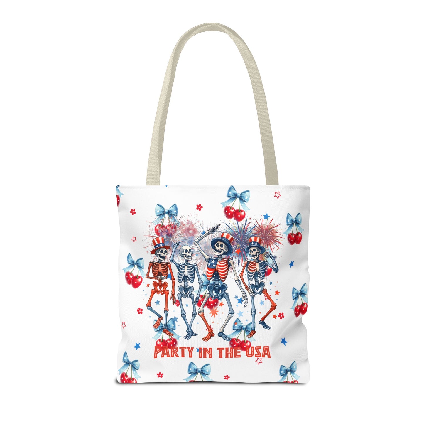 Patriotic Skeletons Tote Bag — "Party in the USA" 4th of July All-Over Print