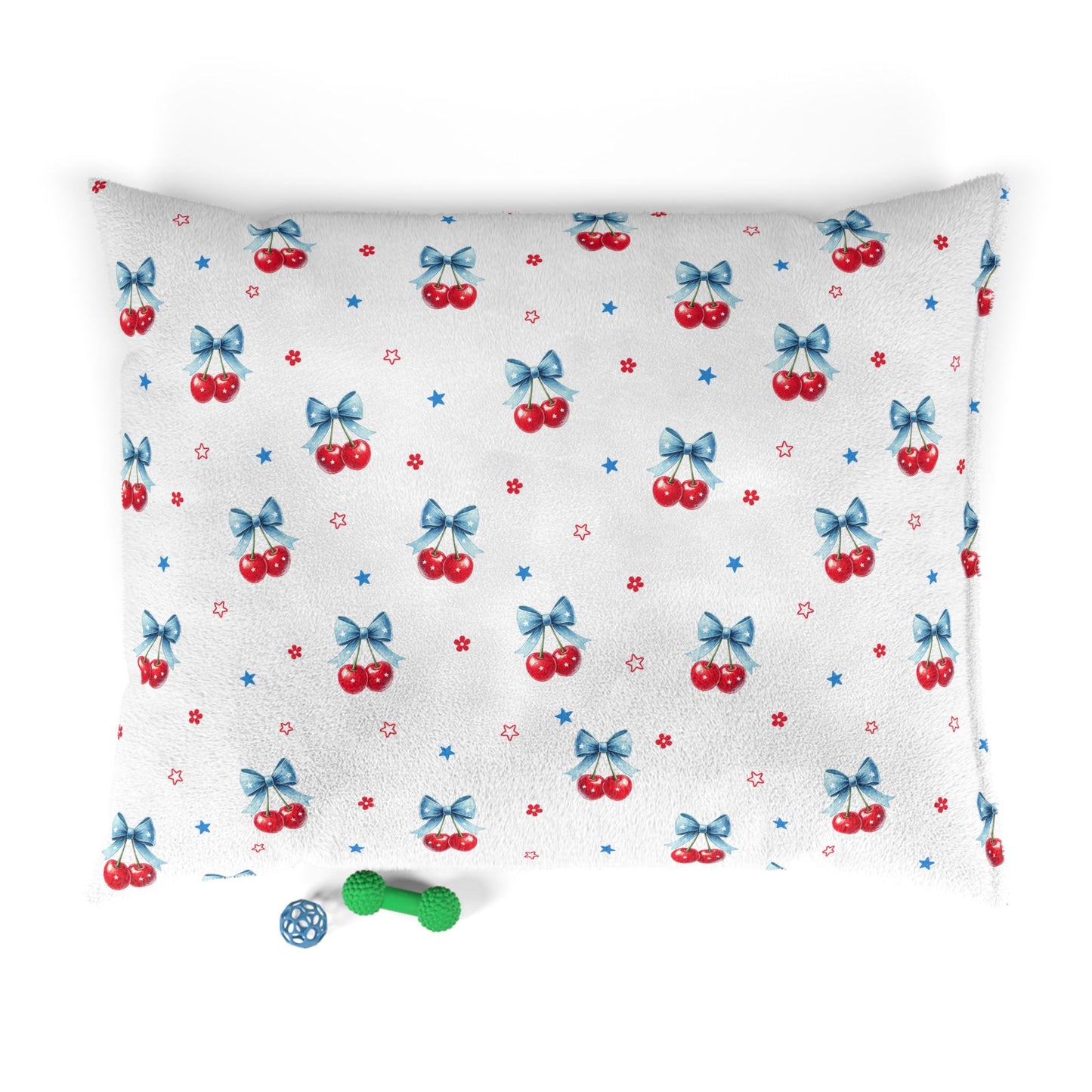 Cherry Bow Pet Bed — Cute Red Cherry Pattern Dog & Cat Cushion