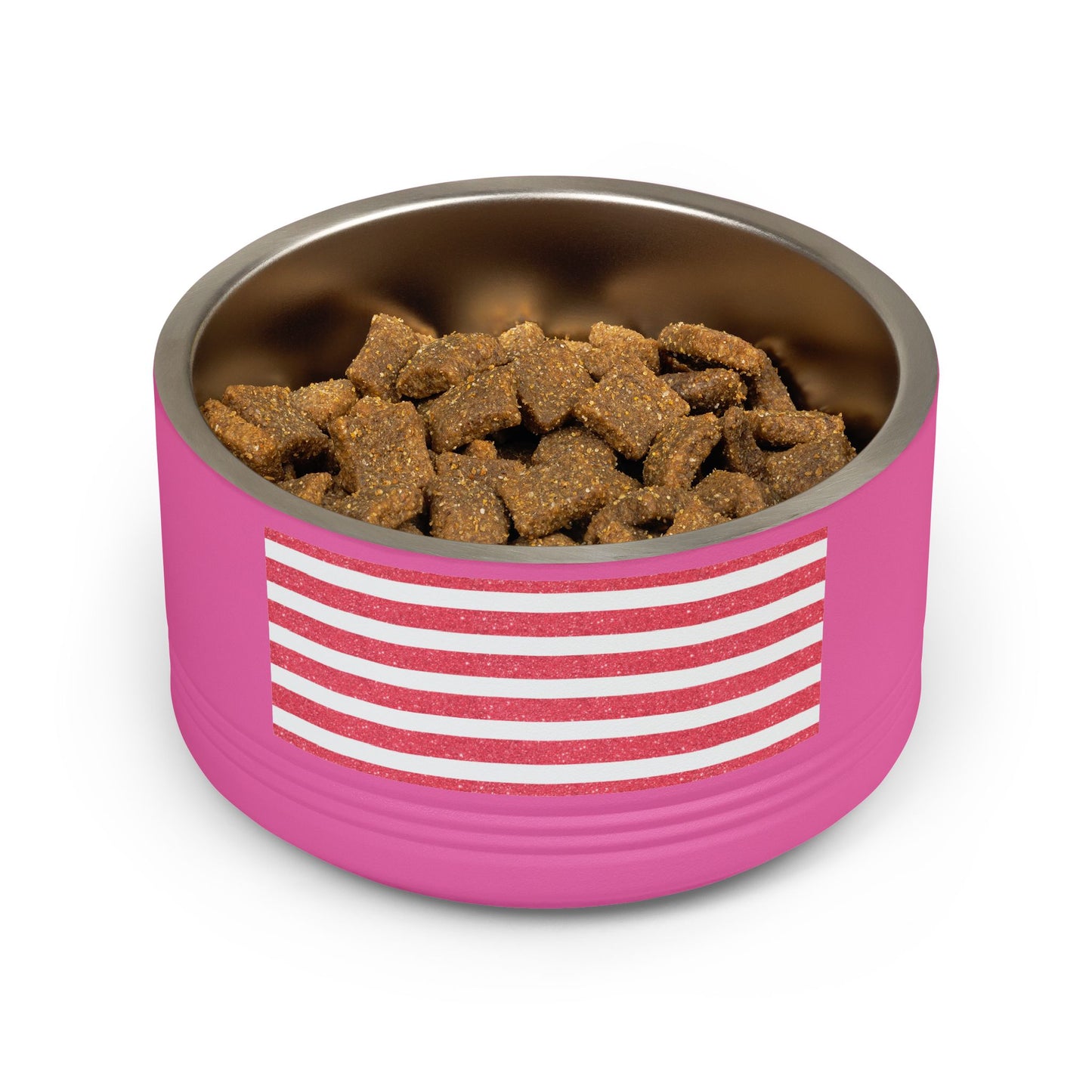 Personalized Pet Bowl - 18oz Red Striped Custom Name Dog & Cat Bowl
