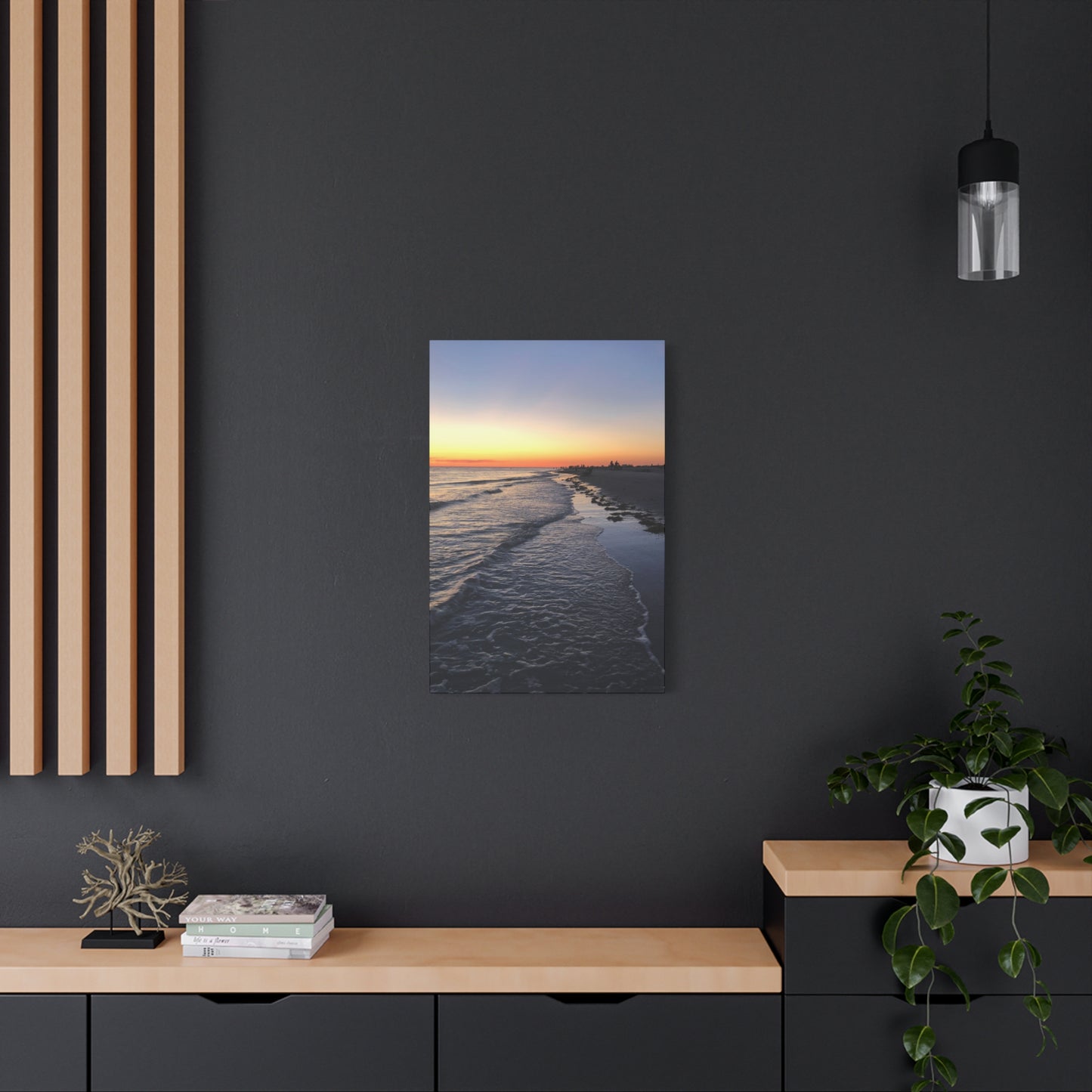 Sunset Beach Canvas Print — Coastal Wall Art for Living Room & Bedroom