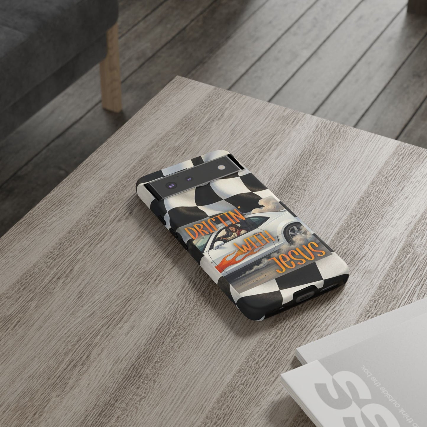 Phone Case — "Driftin' With Jesus" Racing Crosscheck Design - Samsung/ Google phones