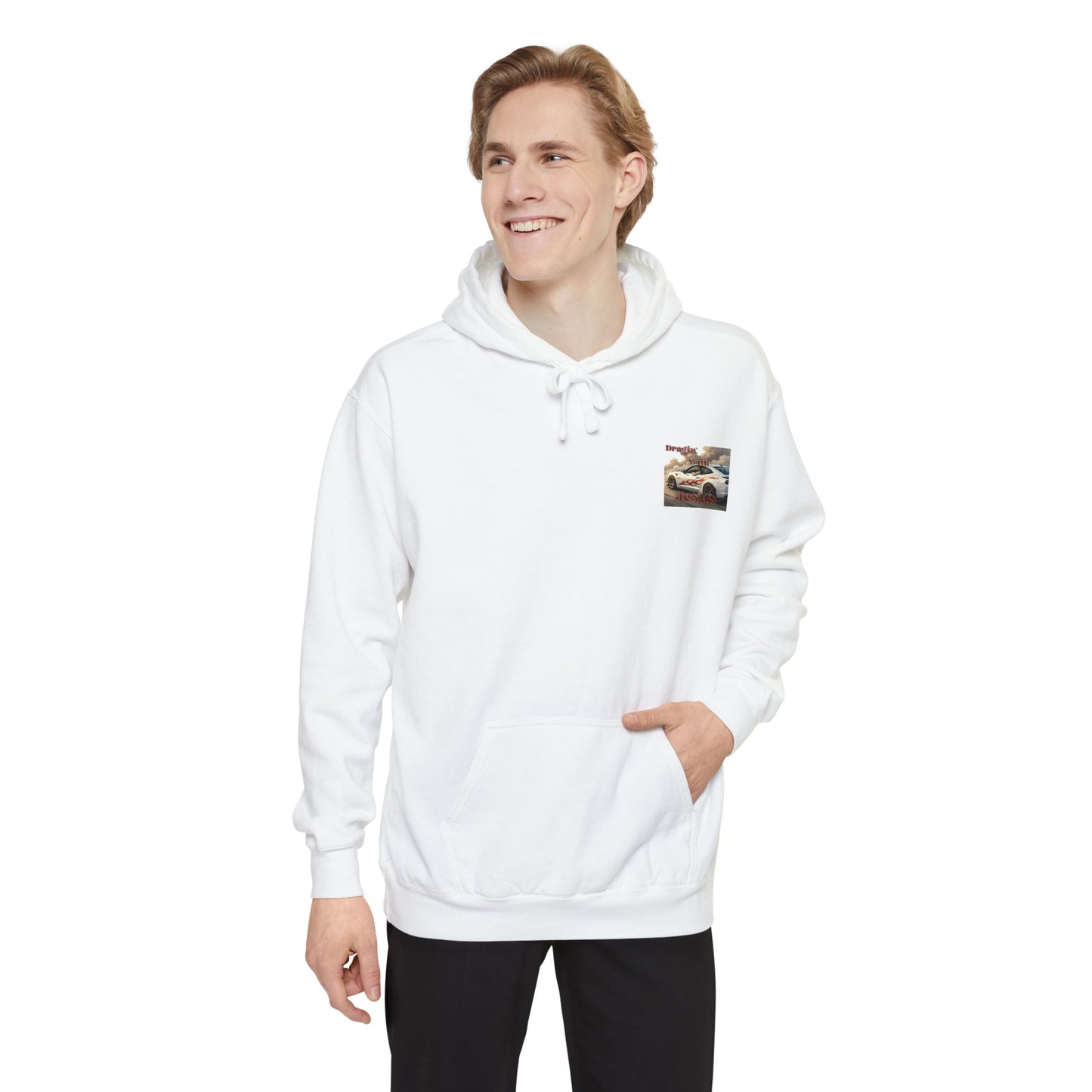 Dragin with Jesus Hoodie — Small Chest Print
