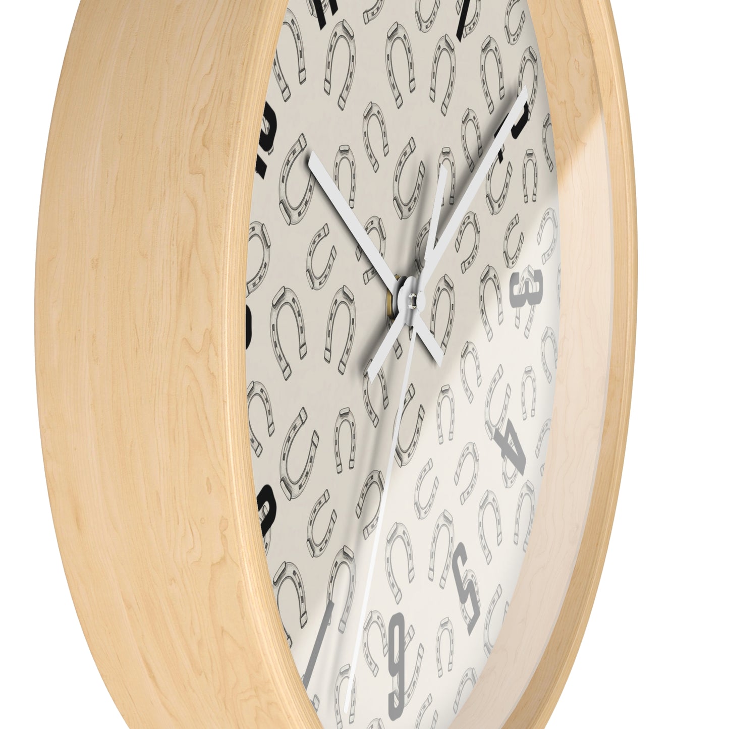 Horseshoe Pattern Wall Clock — Rustic Farmhouse Timepiece for Equestrian Lovers