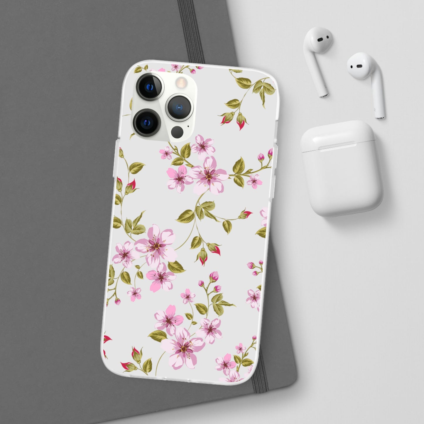 Floral Pink Blossom Flexi Case — Slim Protective Phone Case with Watercolor Cherry Blossom Design