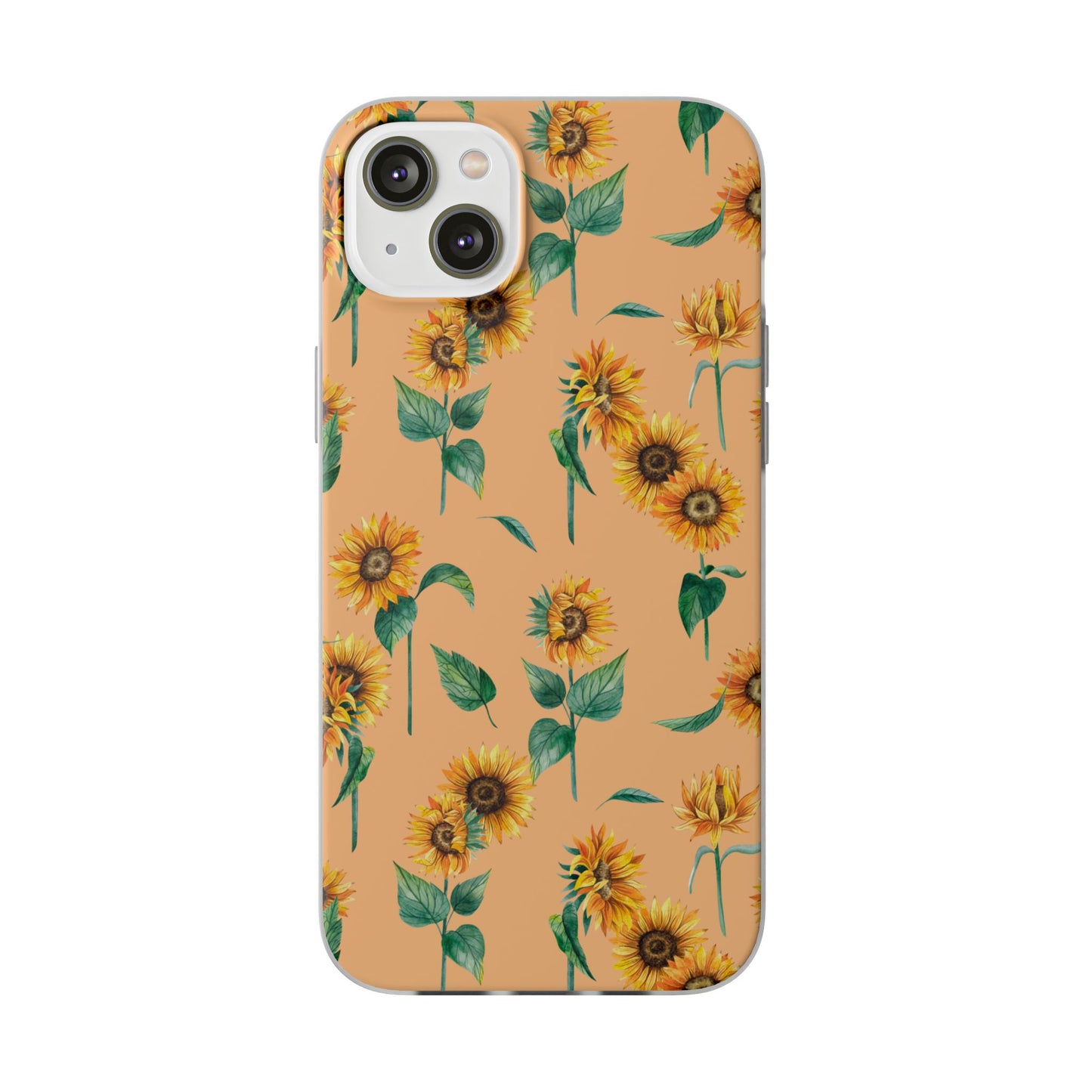 Sunflower Pattern Flexi Case — Floral Phone Case on Peach Background