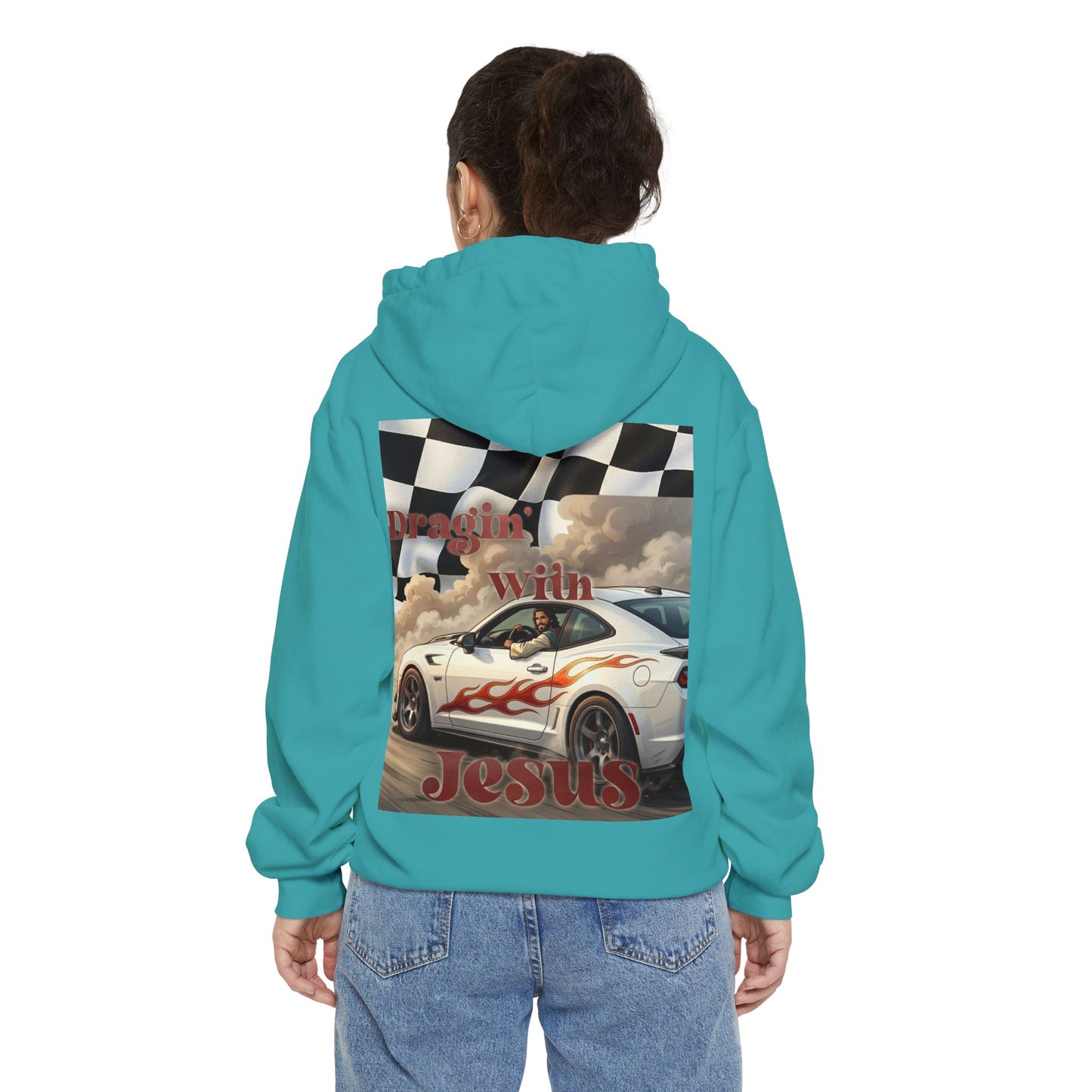 Dragin with Jesus Hoodie — Small Chest Print
