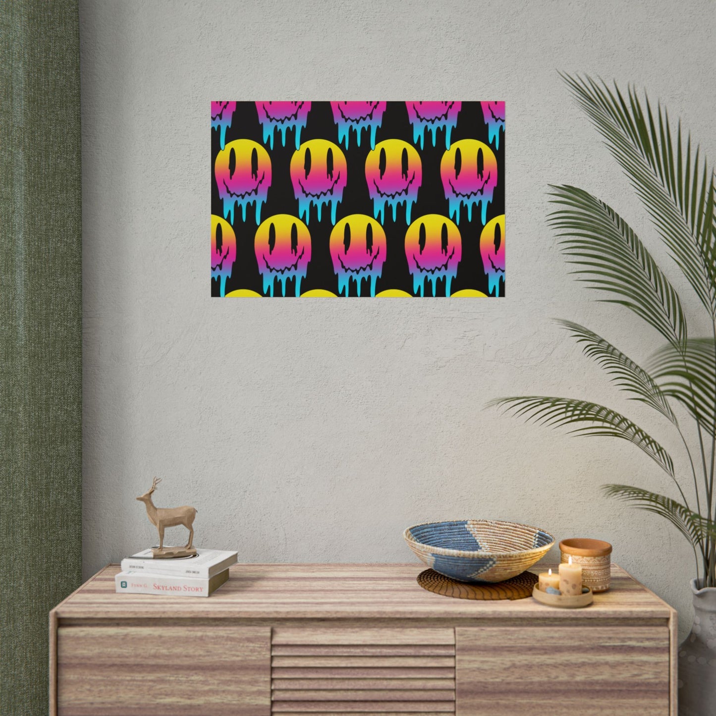Neon Drip Smiley Poster