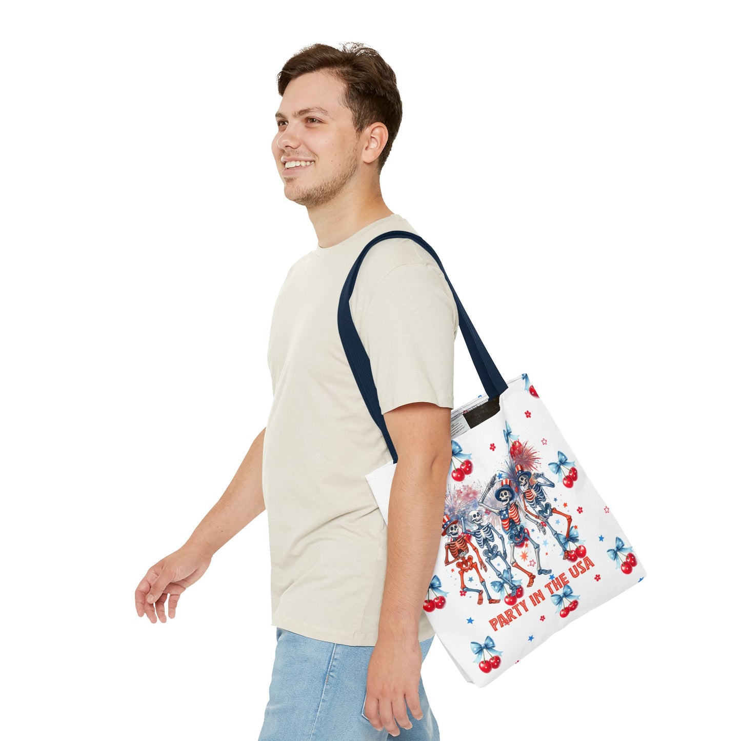 Patriotic Skeletons Tote Bag — "Party in the USA" 4th of July All-Over Print