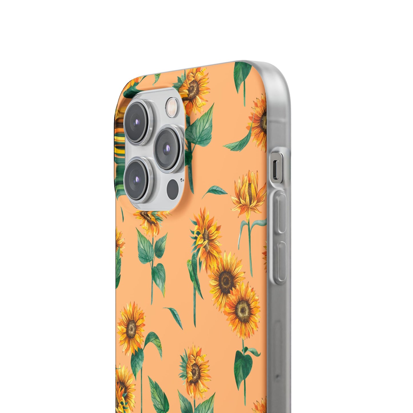 Sunflower Pattern Flexi Case — Floral Phone Case on Peach Background