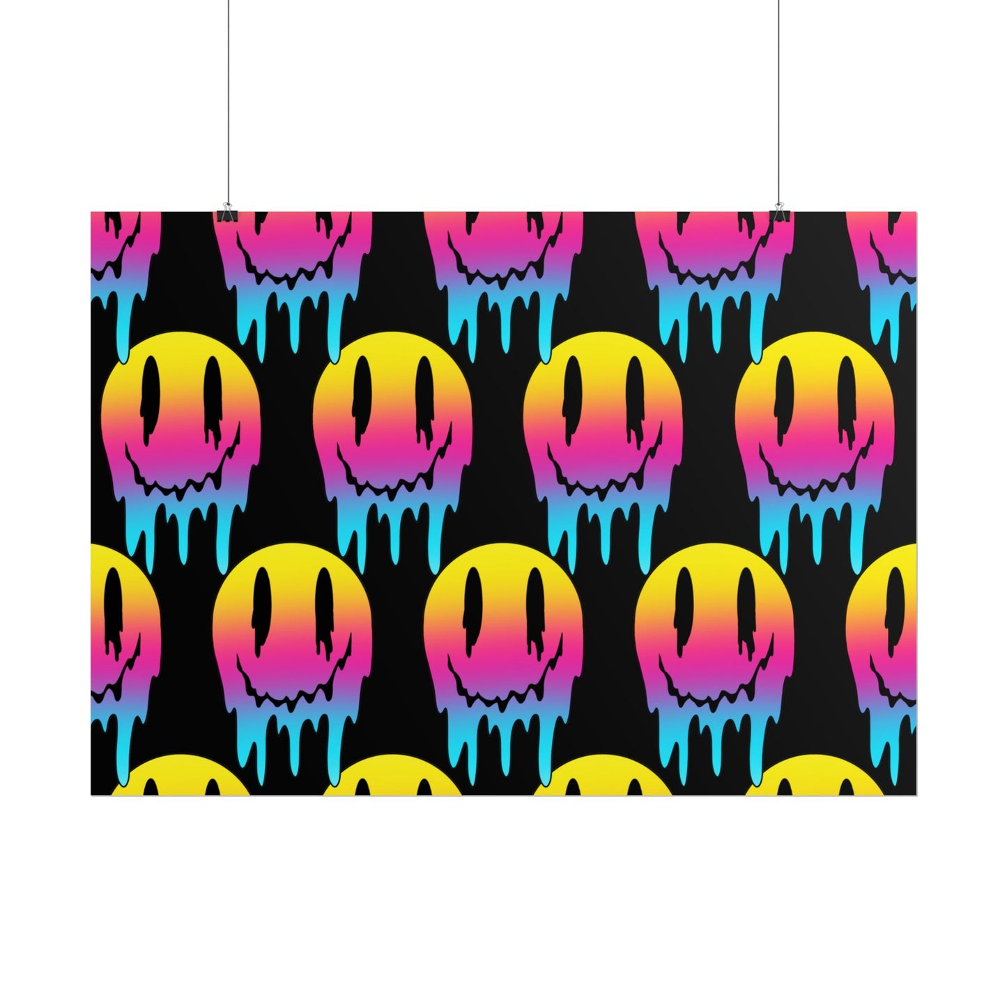 Neon Drip Smiley Poster