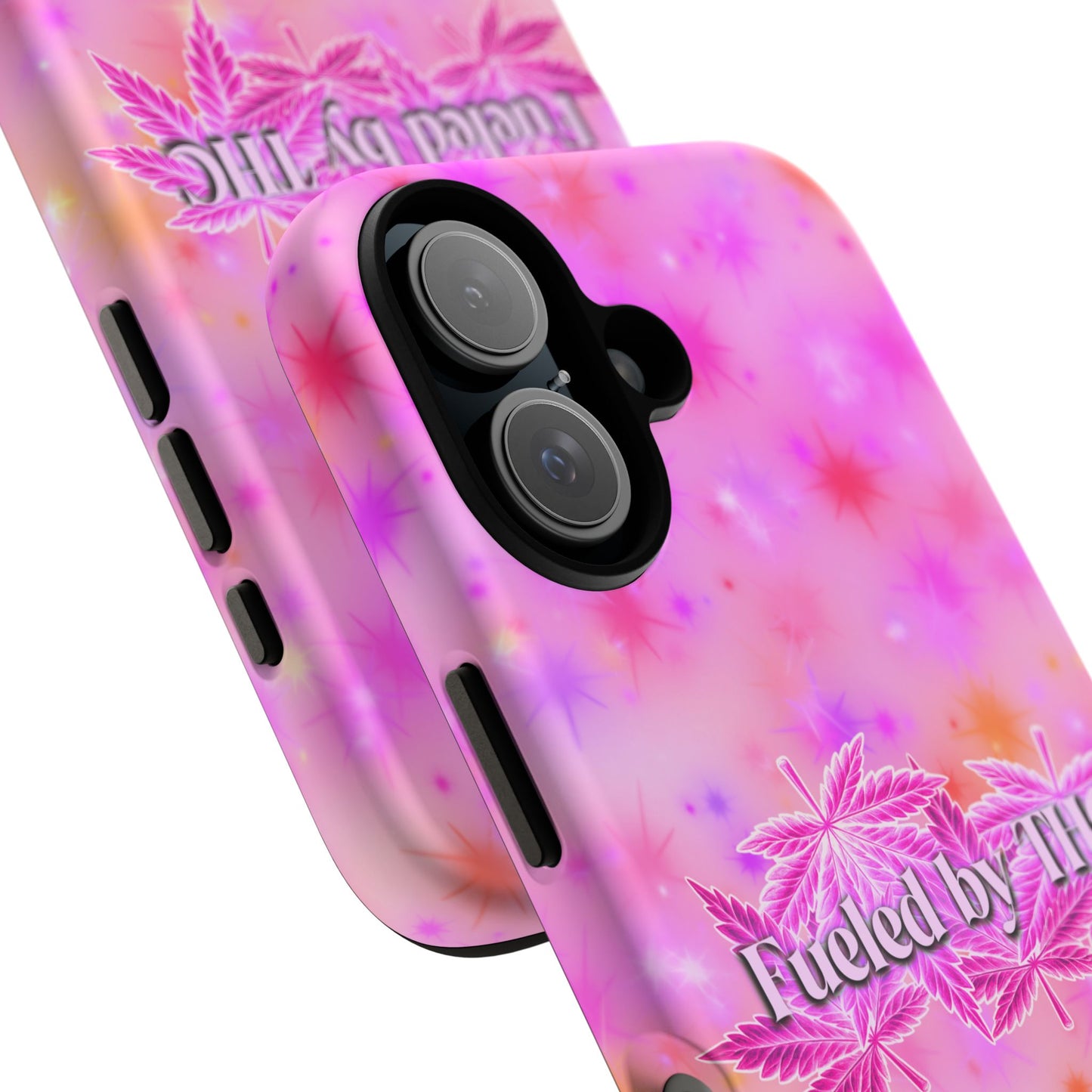 Fueled by THC Phone Case — Pink Cannabis Leaf Protective Case