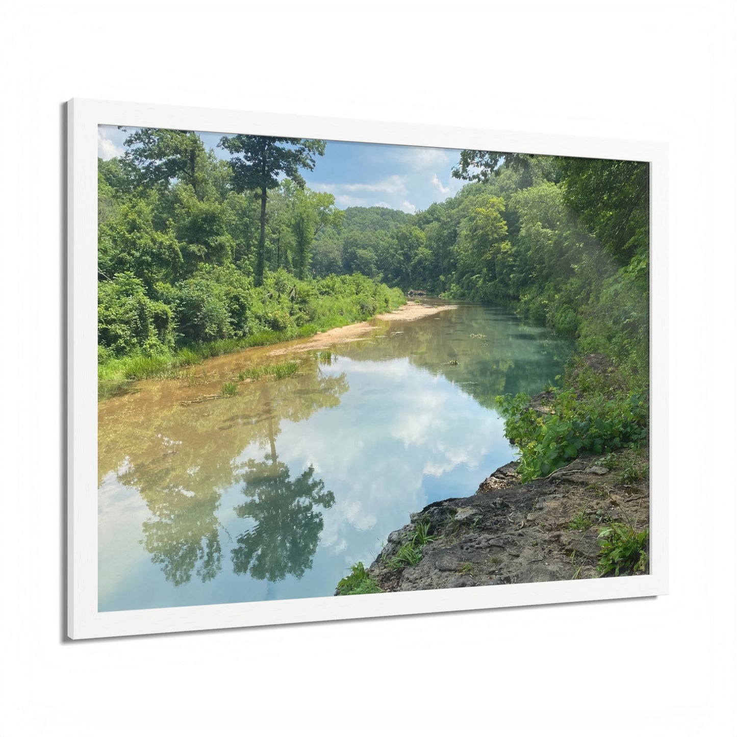Framed Nature Poster — Serene River Landscape Wall Art