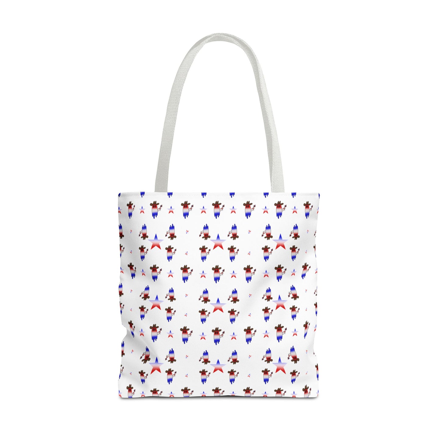 Patriotic Ghost Pattern Tote Bag – Red White Blue All-Over Print