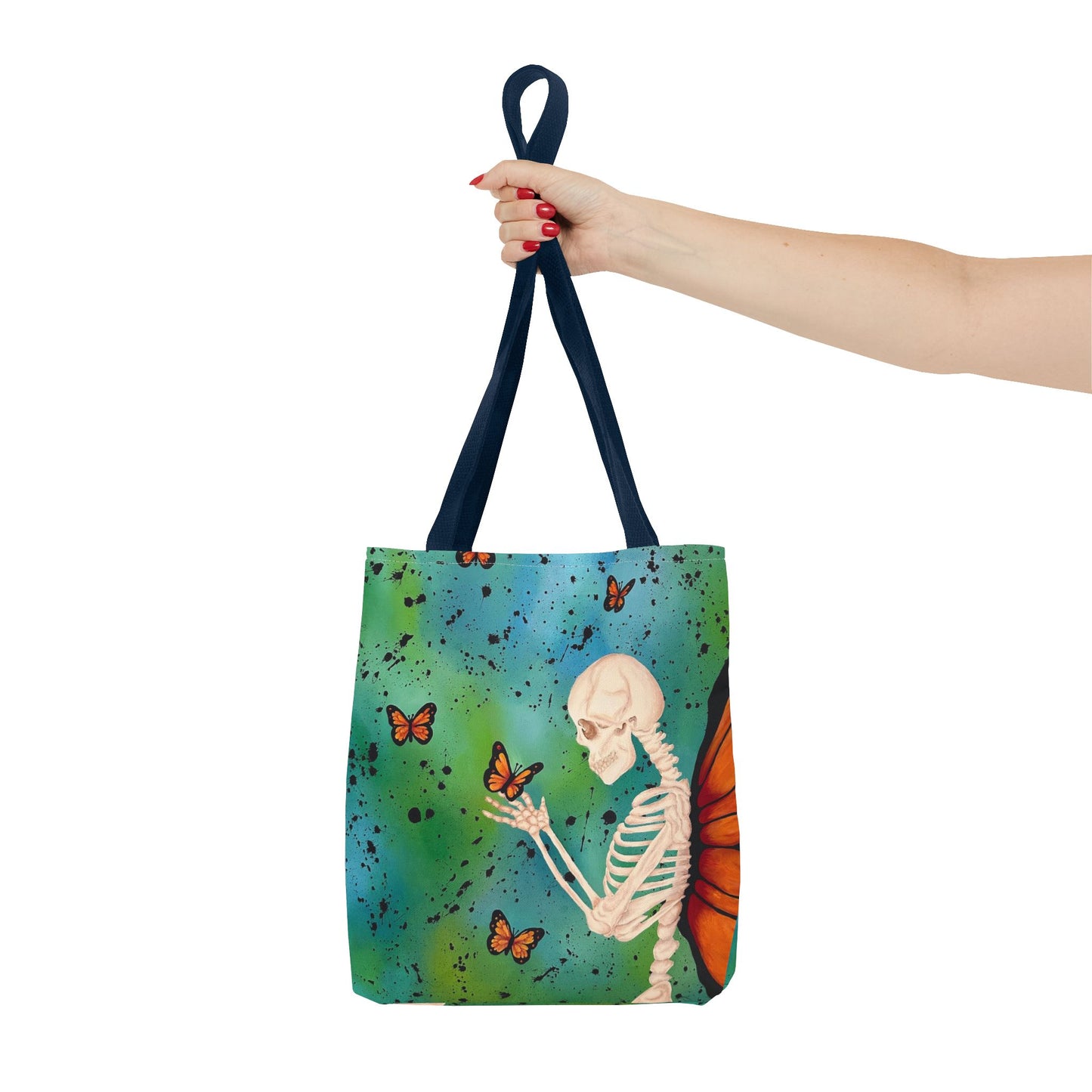 Skeleton & Monarch Tote Bag – Butterfly Skull Art Tote