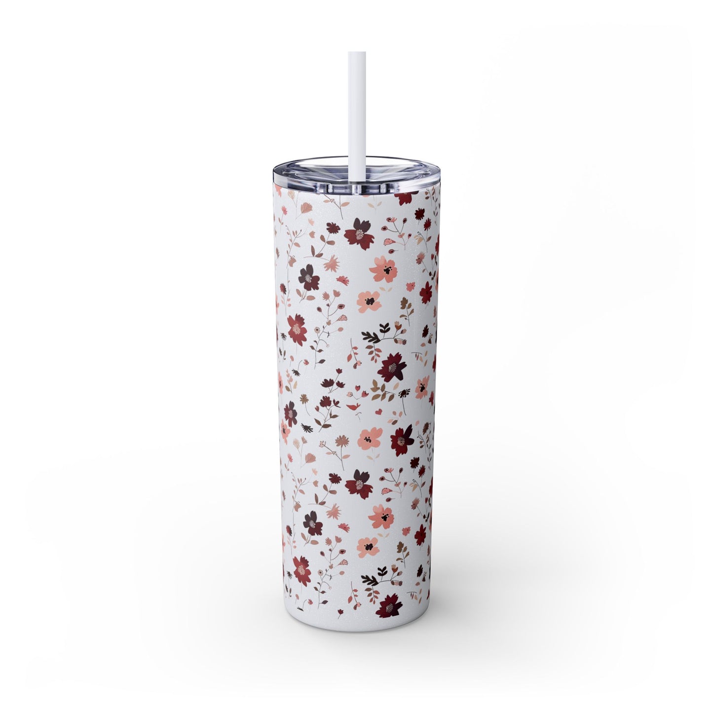Floral Skinny Tumbler 20oz – Pink Blossom Straw Cup