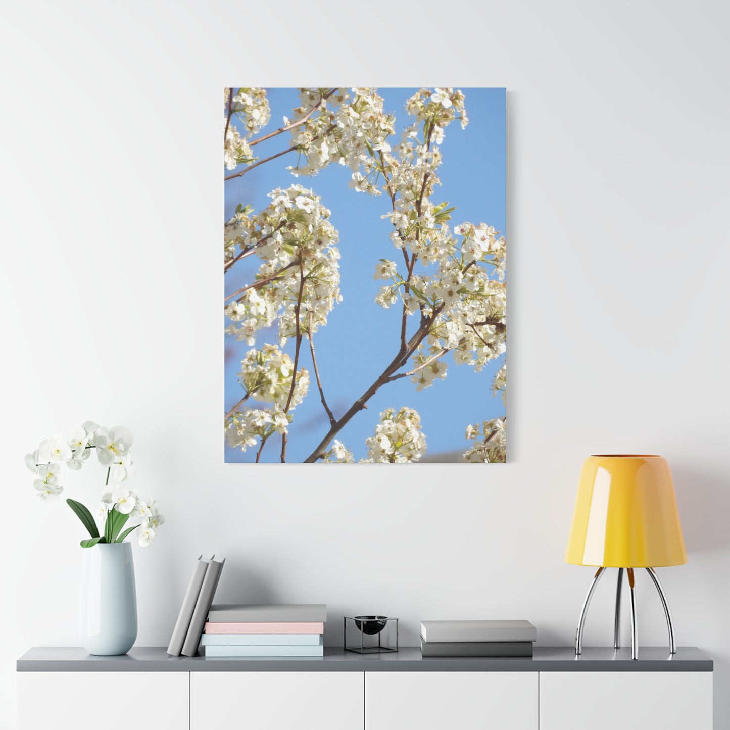 Blossom Branch Canvas Print — Spring White Flower Wall Art