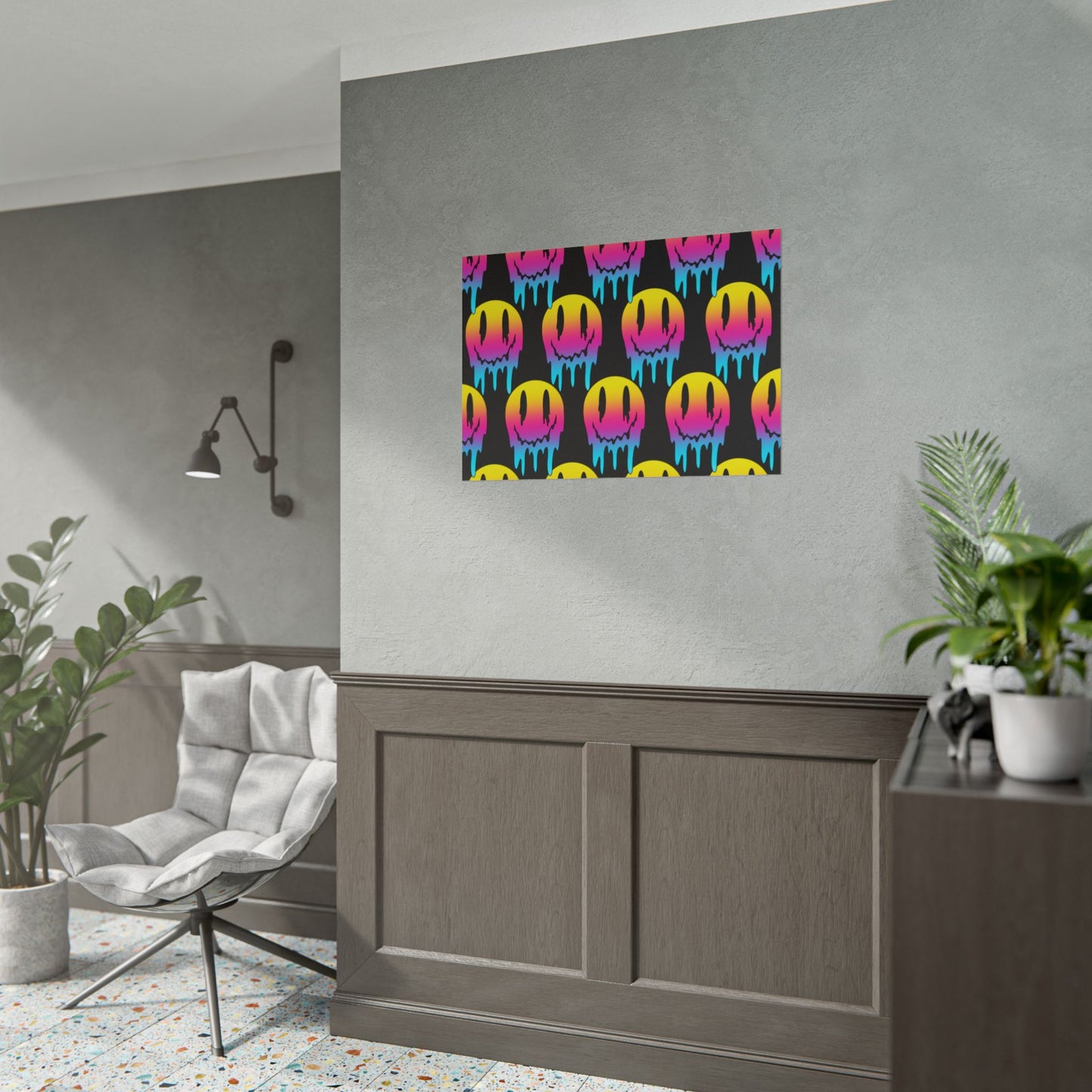 Neon Drip Smiley Poster