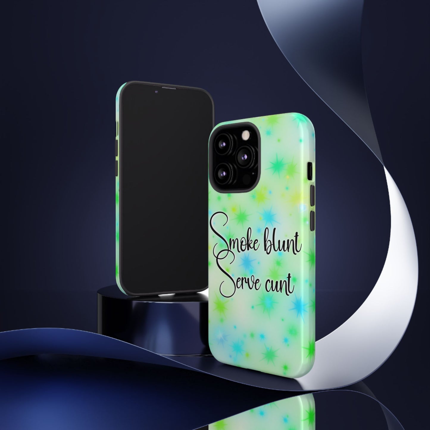 Phone Case — "Smoke blunt, Serve cunt" Green Starburst Tough Case