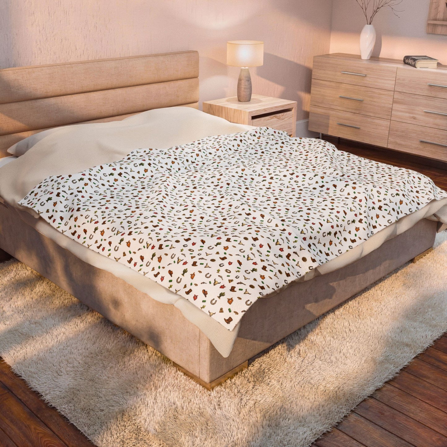 Western Velveteen Plush Blanket — western Pattern Cozy Throw