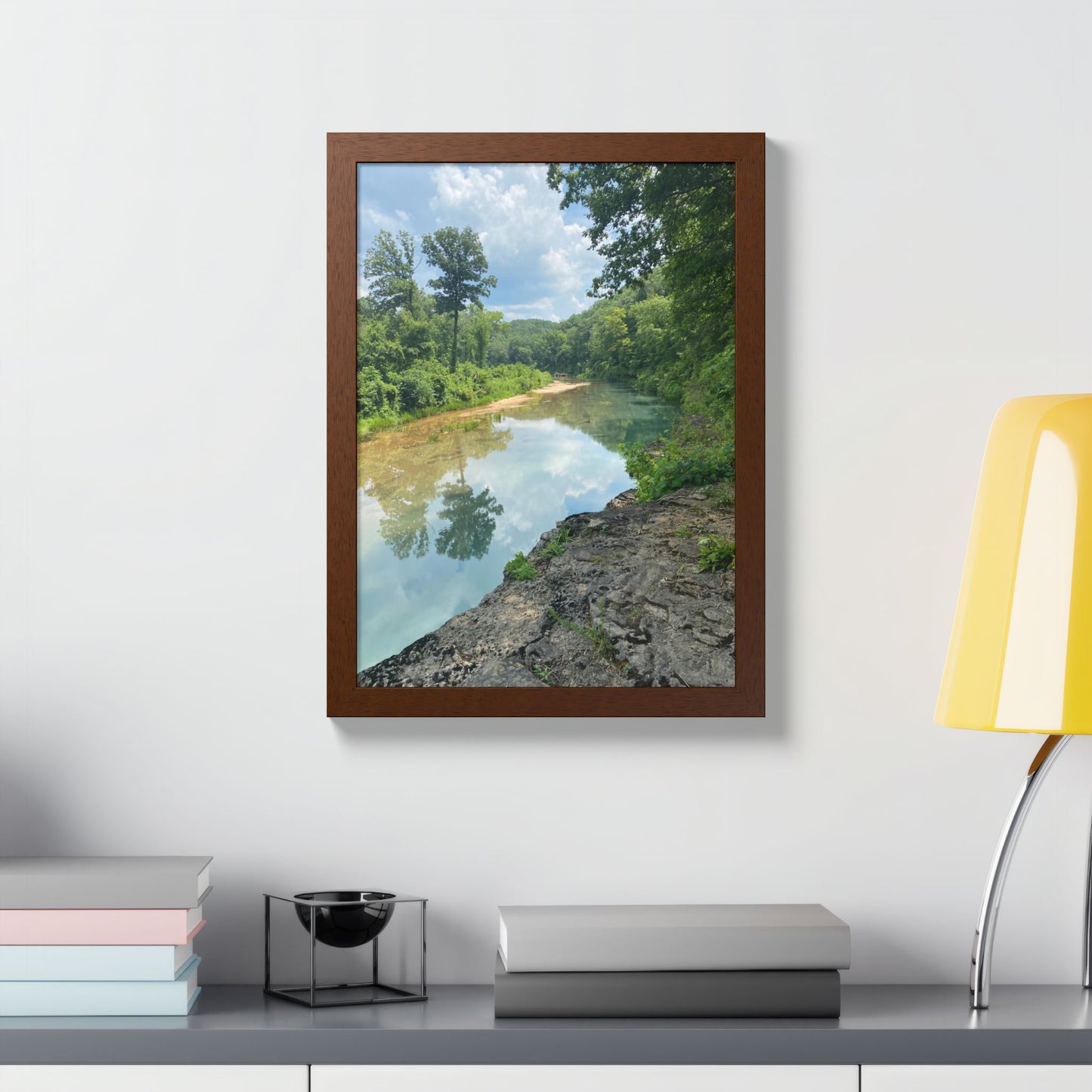 Framed Nature Poster — Serene River Landscape Wall Art