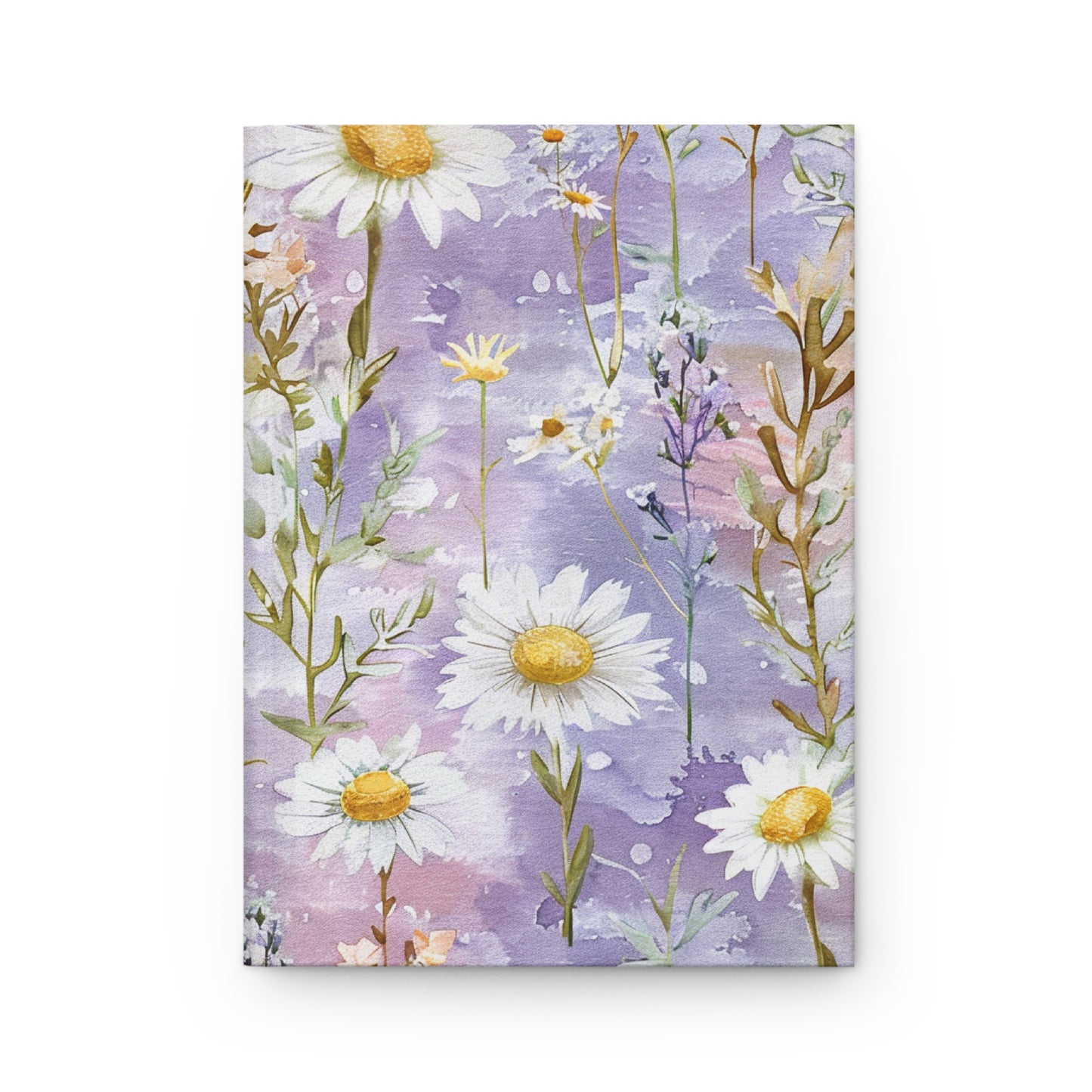 Floral Daisy Hardcover Journal — Lavender Watercolor Notebook for Notes & Daily Gratitude