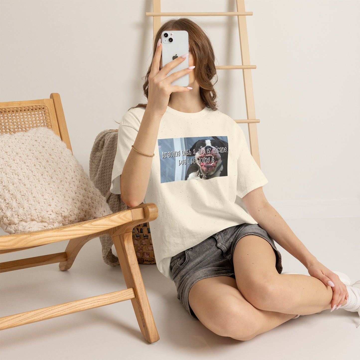 Funny Dog Meme T‑Shirt – “Arguing with a dog is insane but I be doin it” Graphic Tee