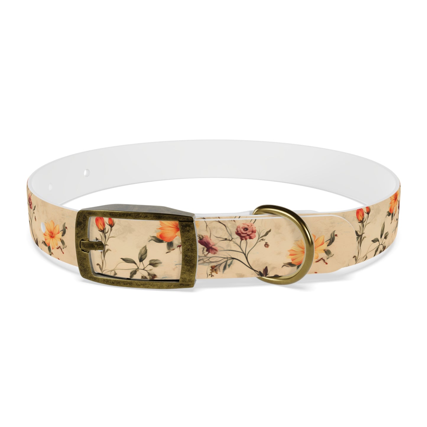 Floral Vintage Dog Collar – Peach Rose Print Pet Collar