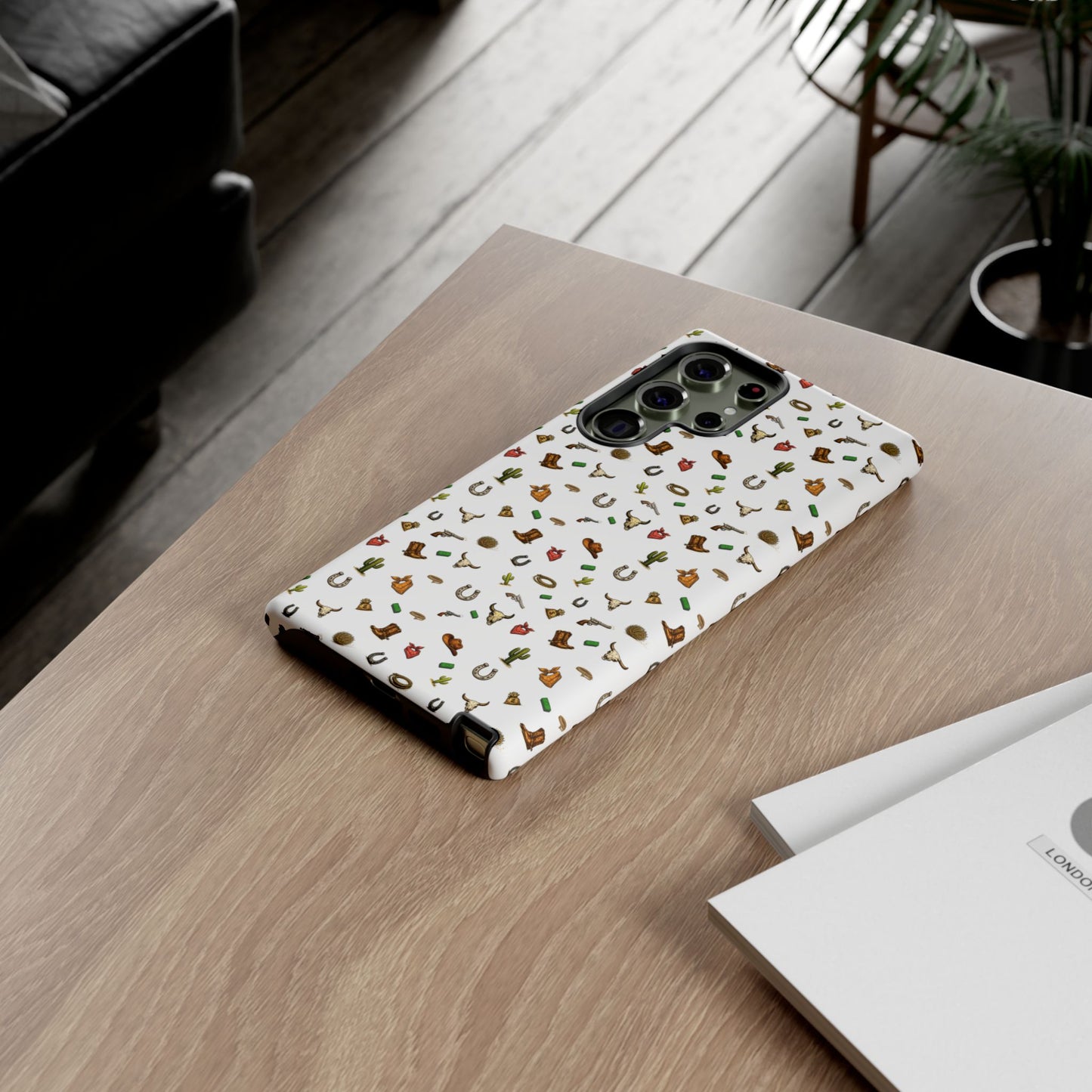 Western Pattern Phone Case — Cowboy Boots, Hats, Horseshoes & Cactus Tough Case