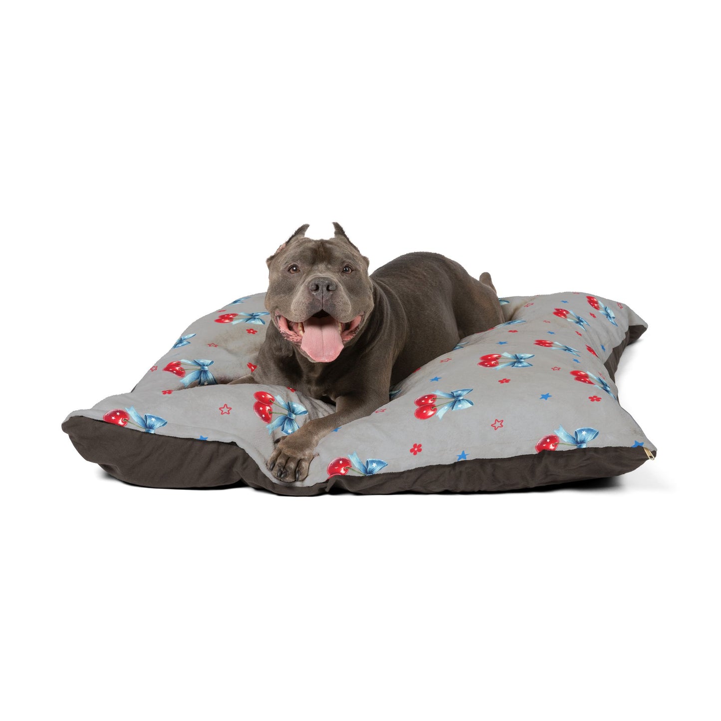 Cherry Bow Pet Bed — Soft Plush Dog & Cat Cushion