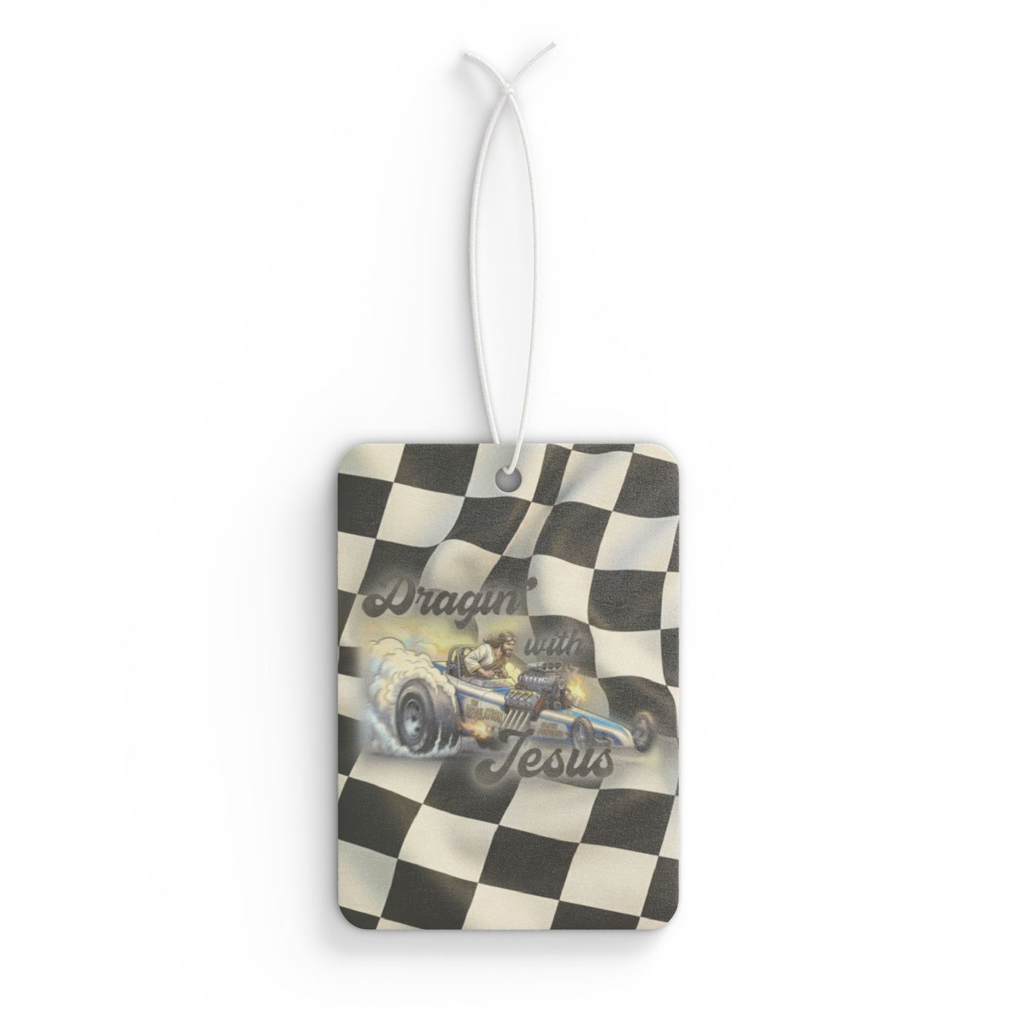 Racing Checkered 'dragin with Jesus' Car Air Freshener