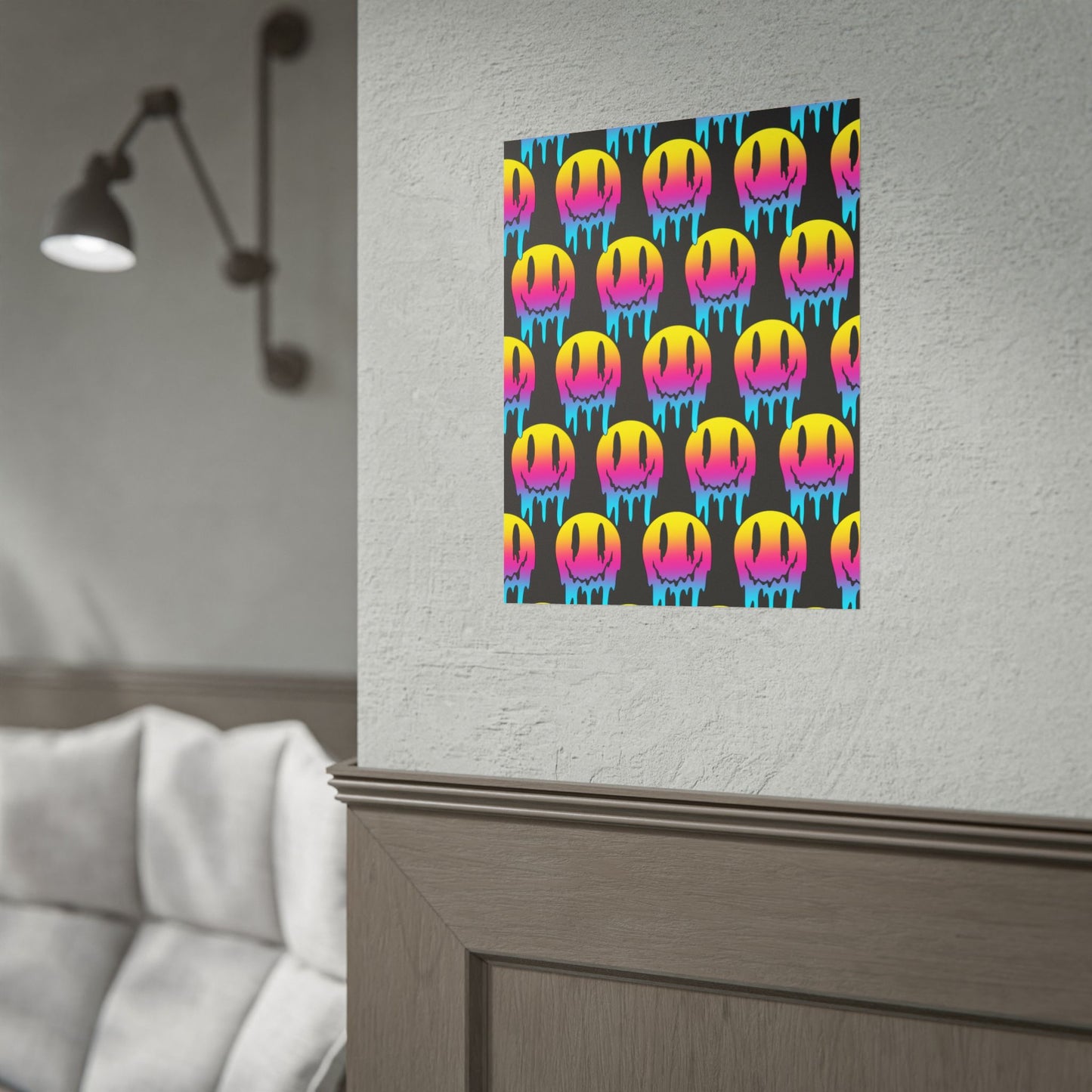 Neon Drip Smiley Poster