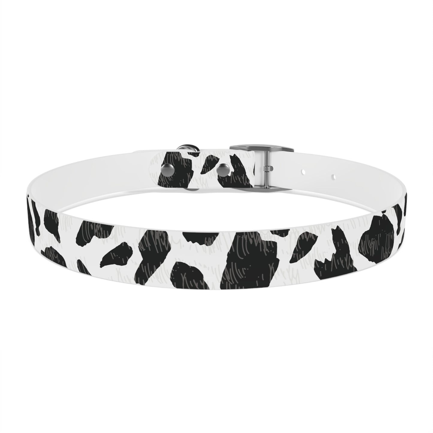 Cow Print Dog Collar — Black & White Spot Pattern