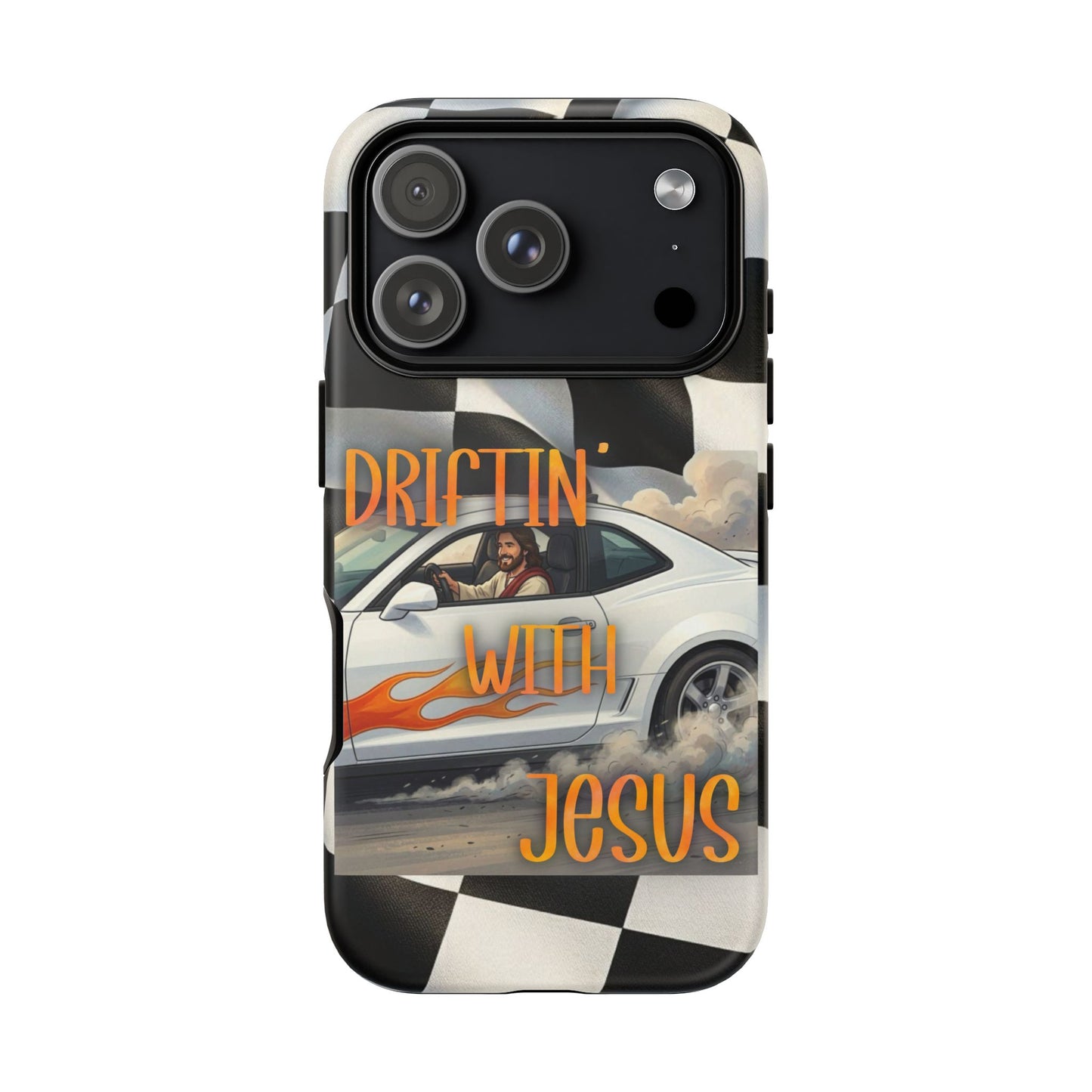 Phone Case — "Driftin' with Jesus" Racing Flag Design- iPhone