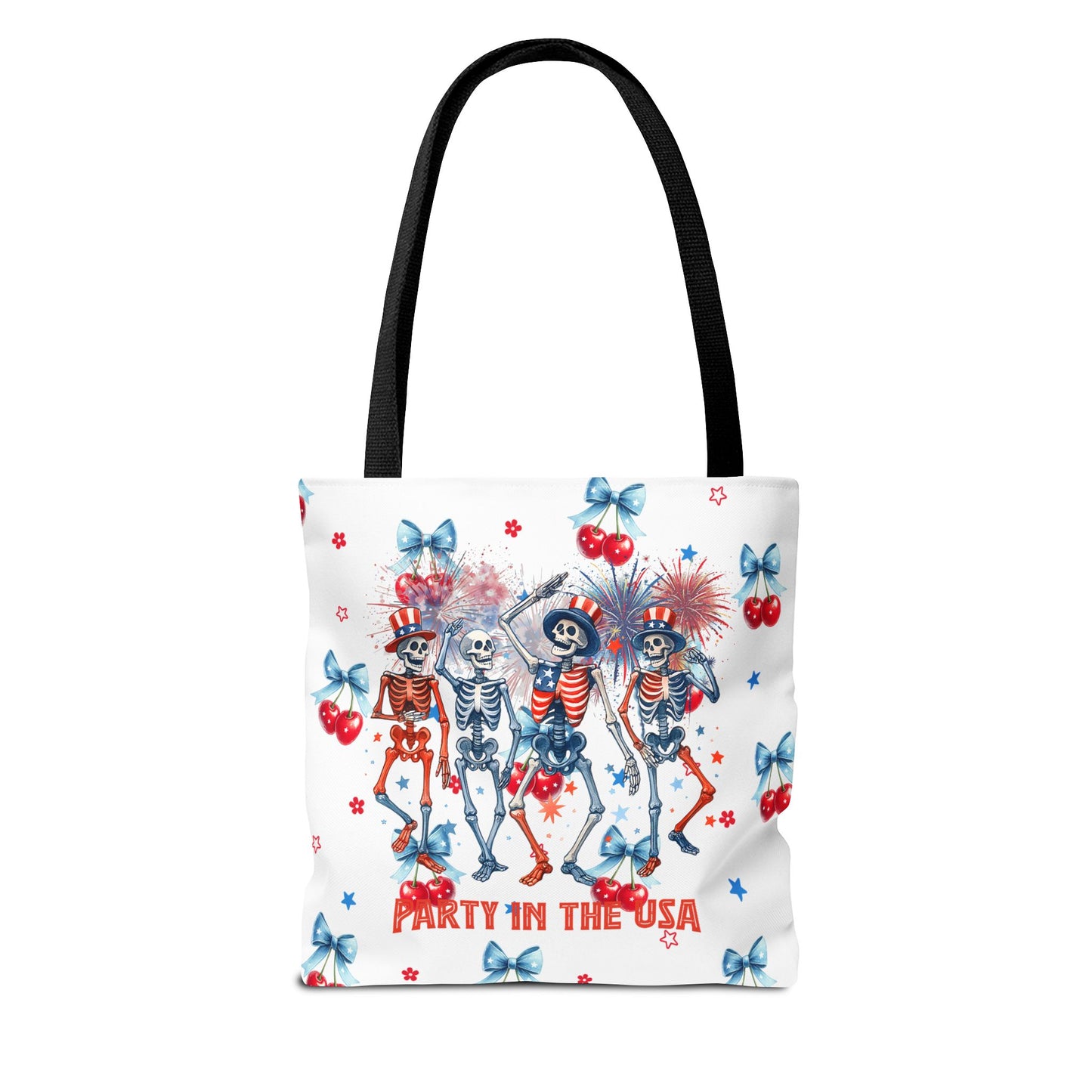 Patriotic Skeletons Tote Bag — "Party in the USA" 4th of July All-Over Print