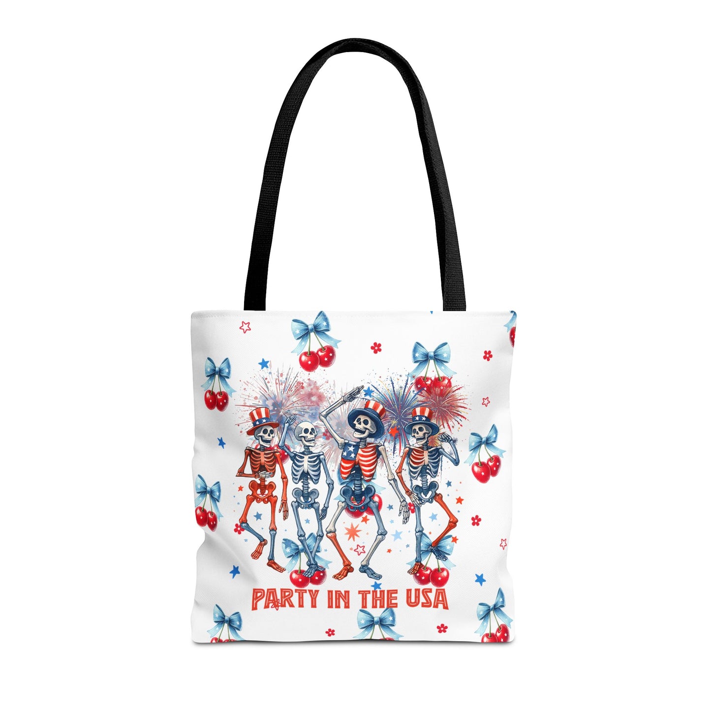 Patriotic Skeletons Tote Bag — "Party in the USA" 4th of July All-Over Print