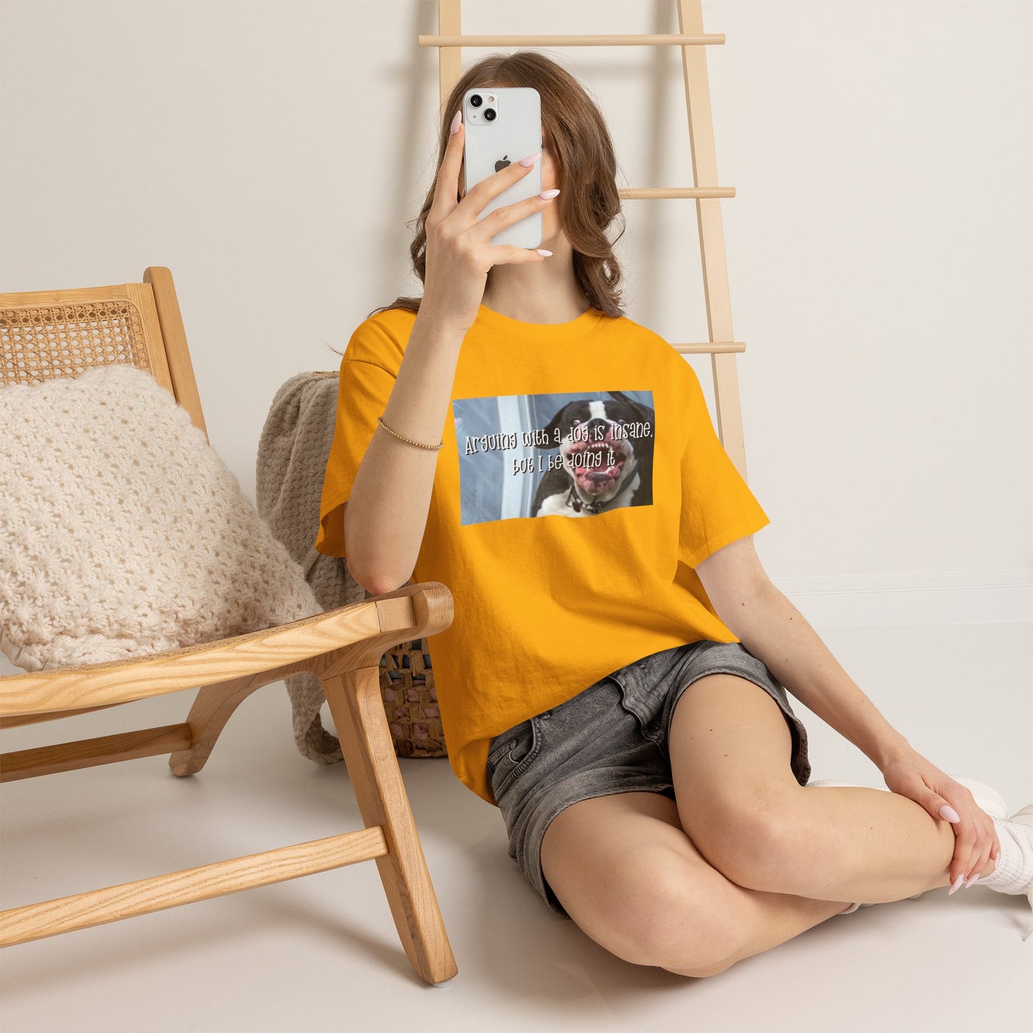 Funny Dog Meme T‑Shirt – “Arguing with a dog is insane but I be doin it” Graphic Tee