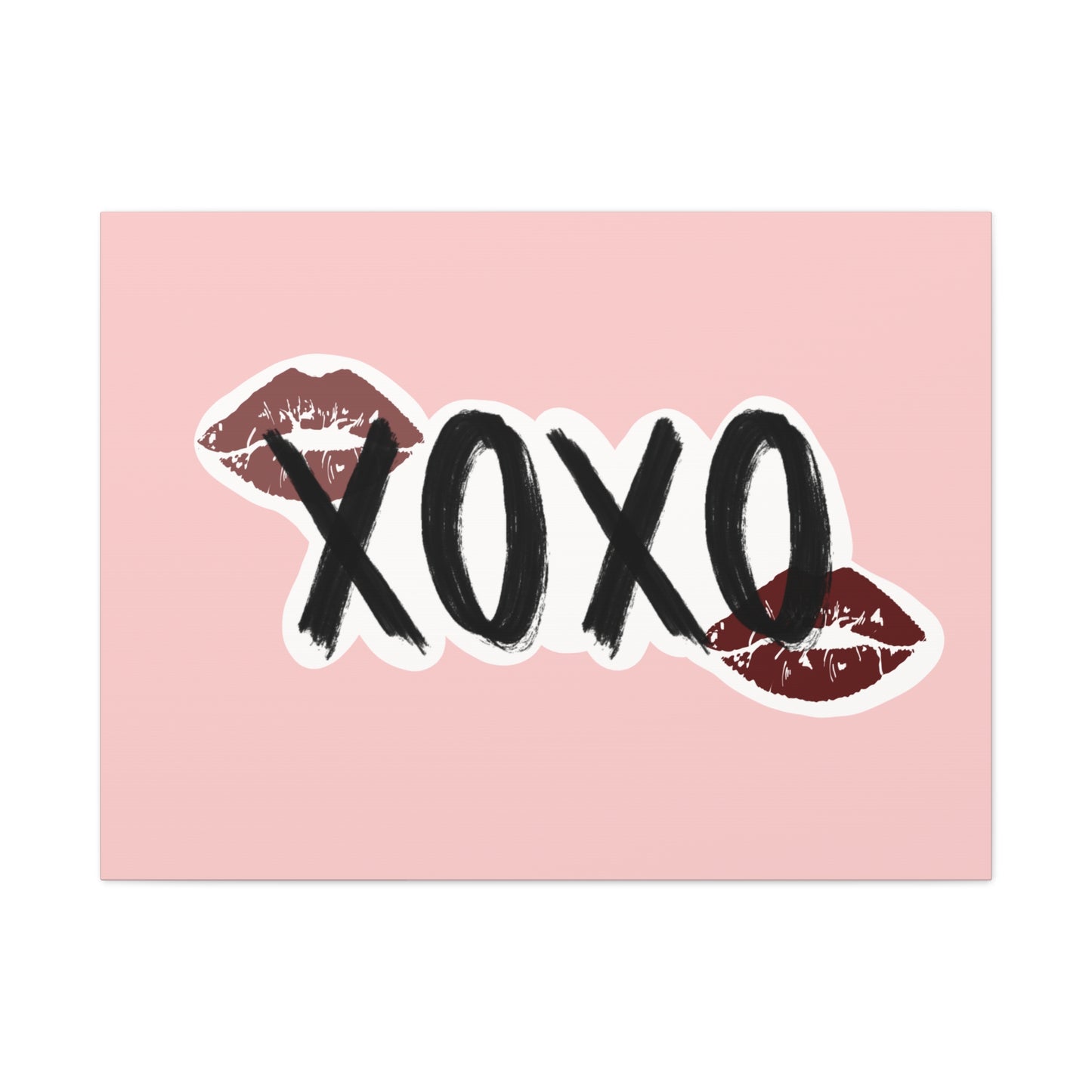 XOXO Kiss Wall Canvas — Pink Romantic Home Décor for Valentine’s Day
