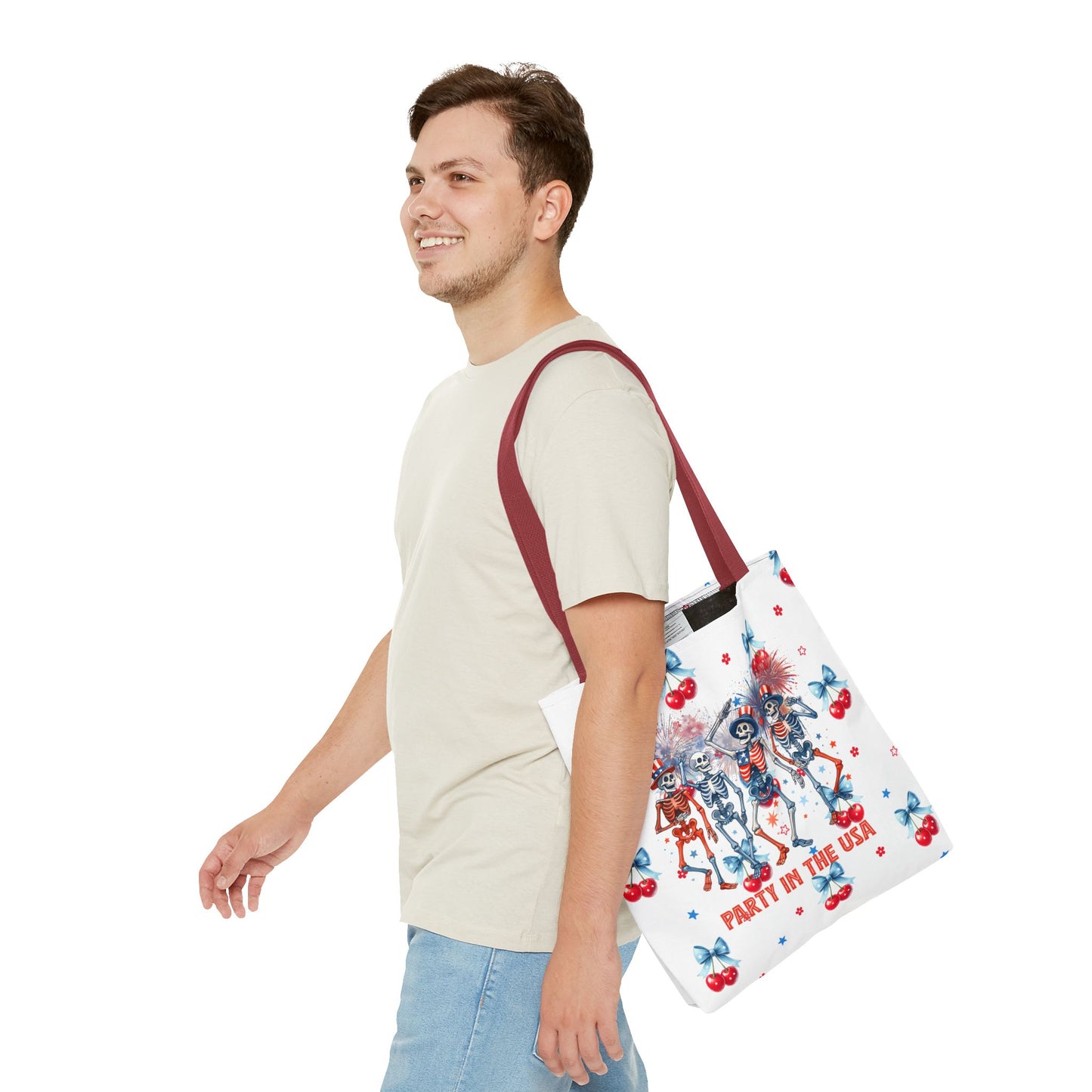 Patriotic Skeletons Tote Bag — "Party in the USA" 4th of July All-Over Print