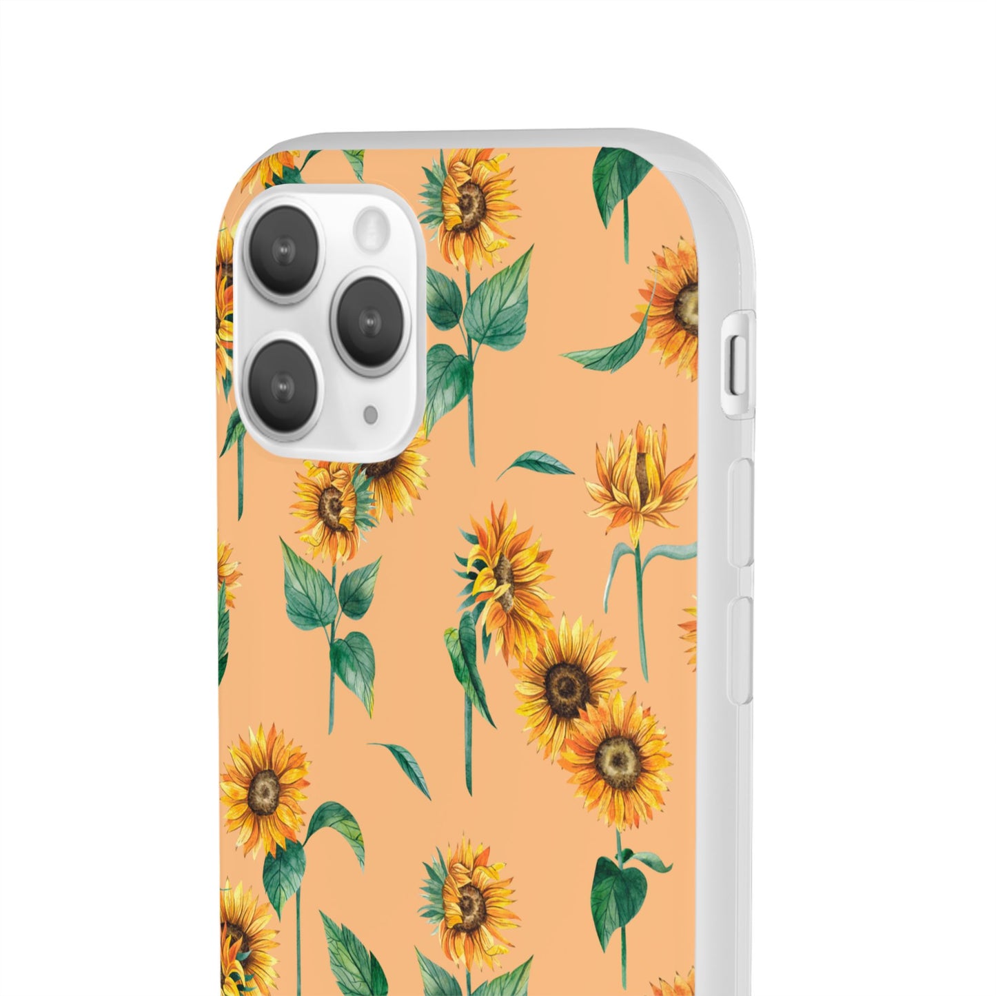 Sunflower Pattern Flexi Case — Floral Phone Case on Peach Background