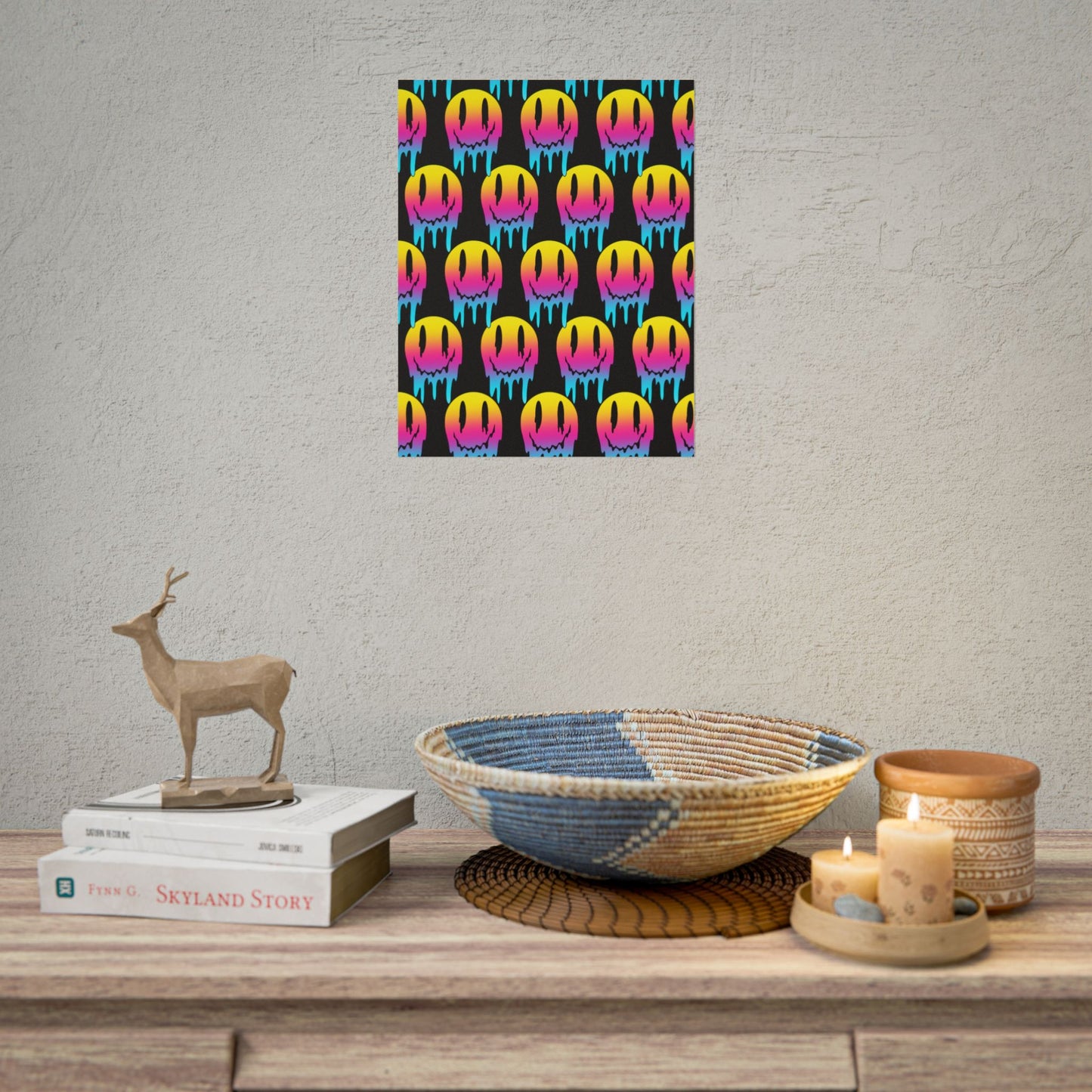 Neon Drip Smiley Poster