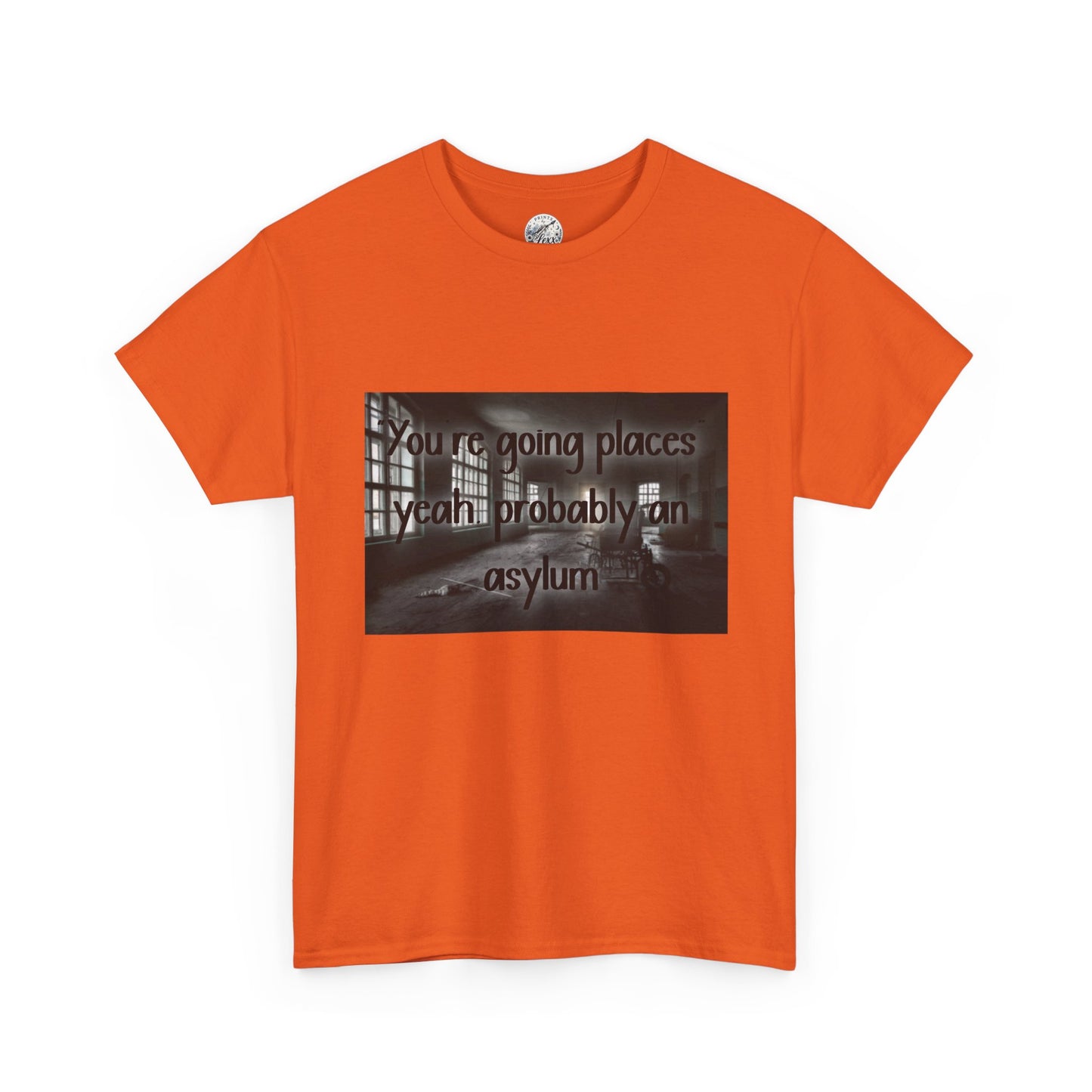 Dark Asylum Photo Tee — "You're Going Places, Yeah Probably the Asylum"