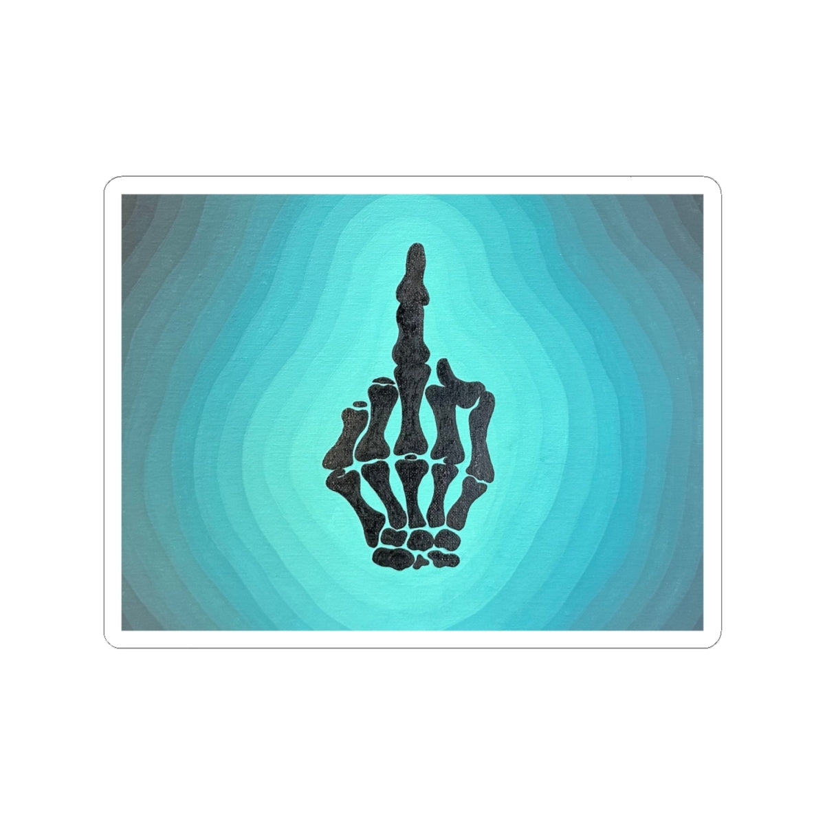 Skeleton Middle Finger Sticker — Funny Gothic Kiss-Cut Laptop Decal
