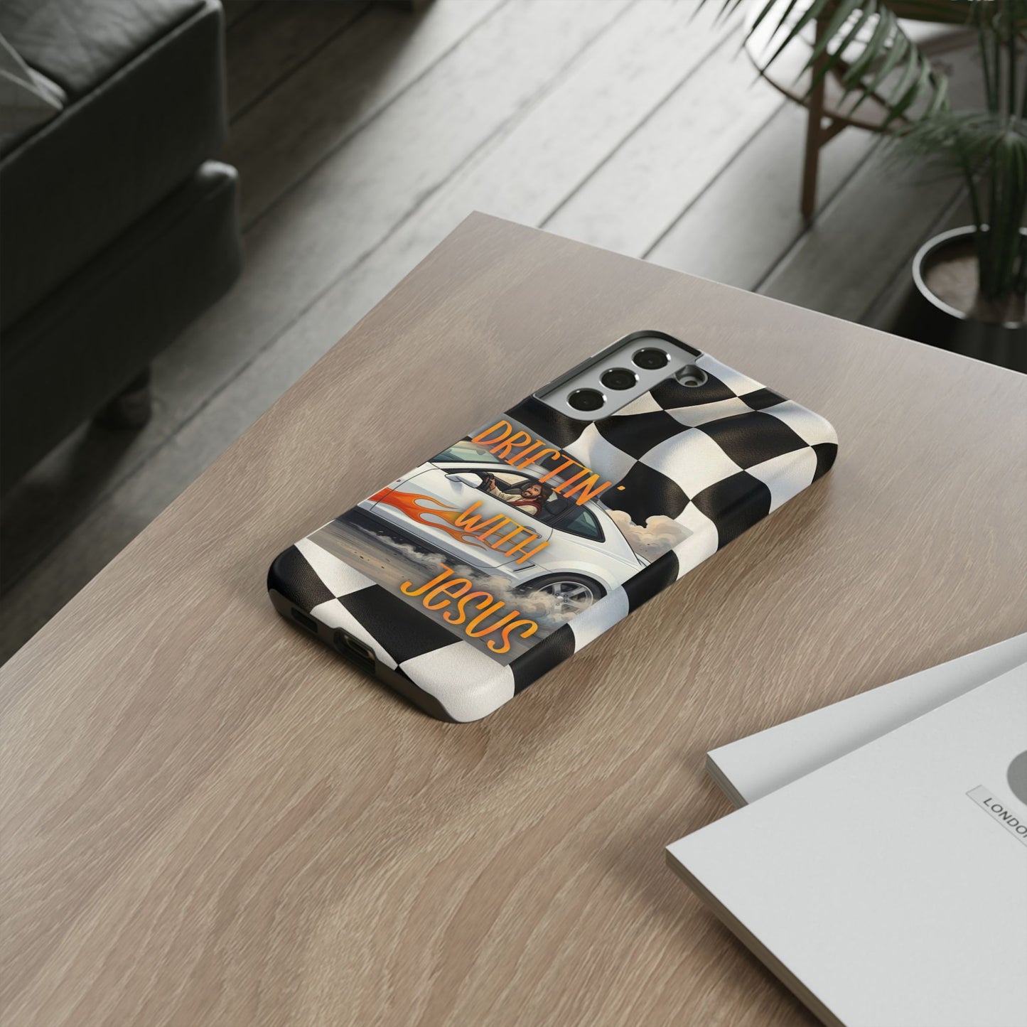 Phone Case — "Driftin' With Jesus" Racing Crosscheck Design - Samsung/ Google phones