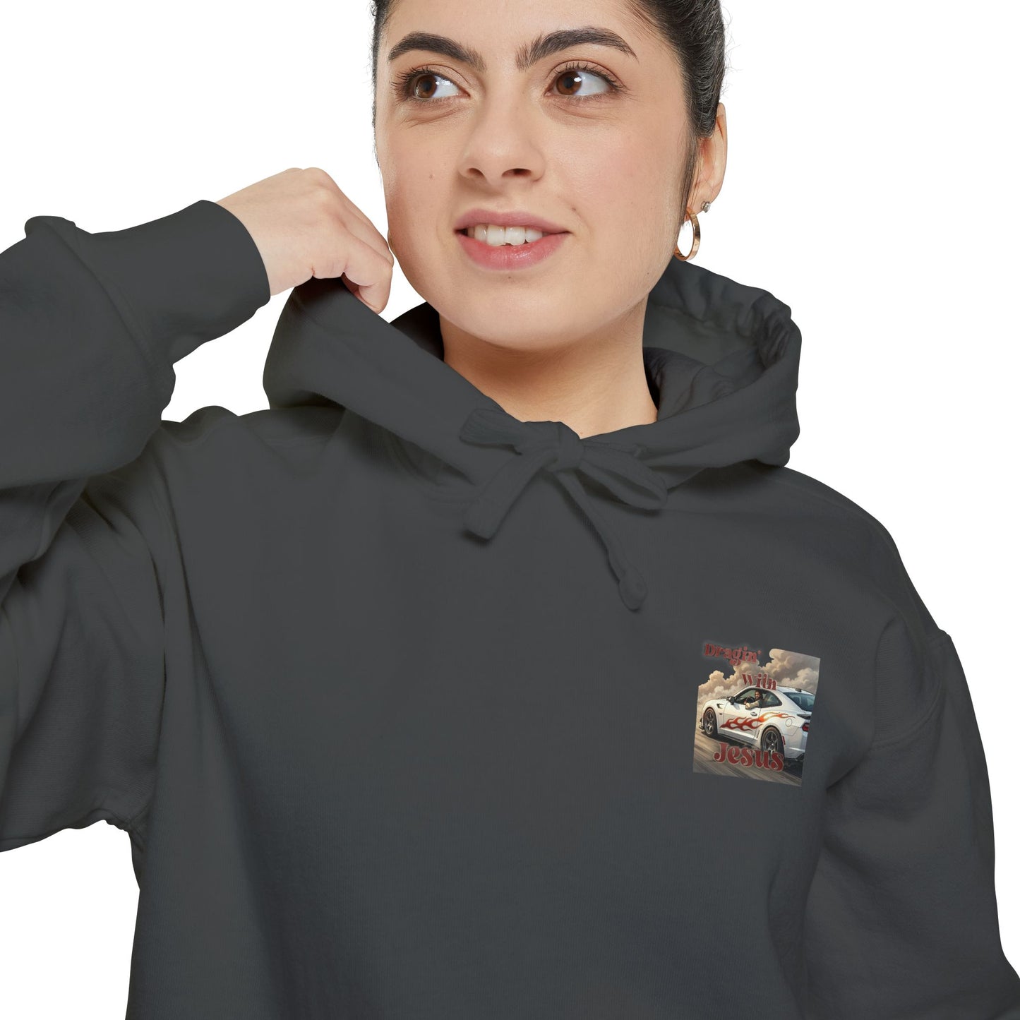 Dragin with Jesus Hoodie — Small Chest Print
