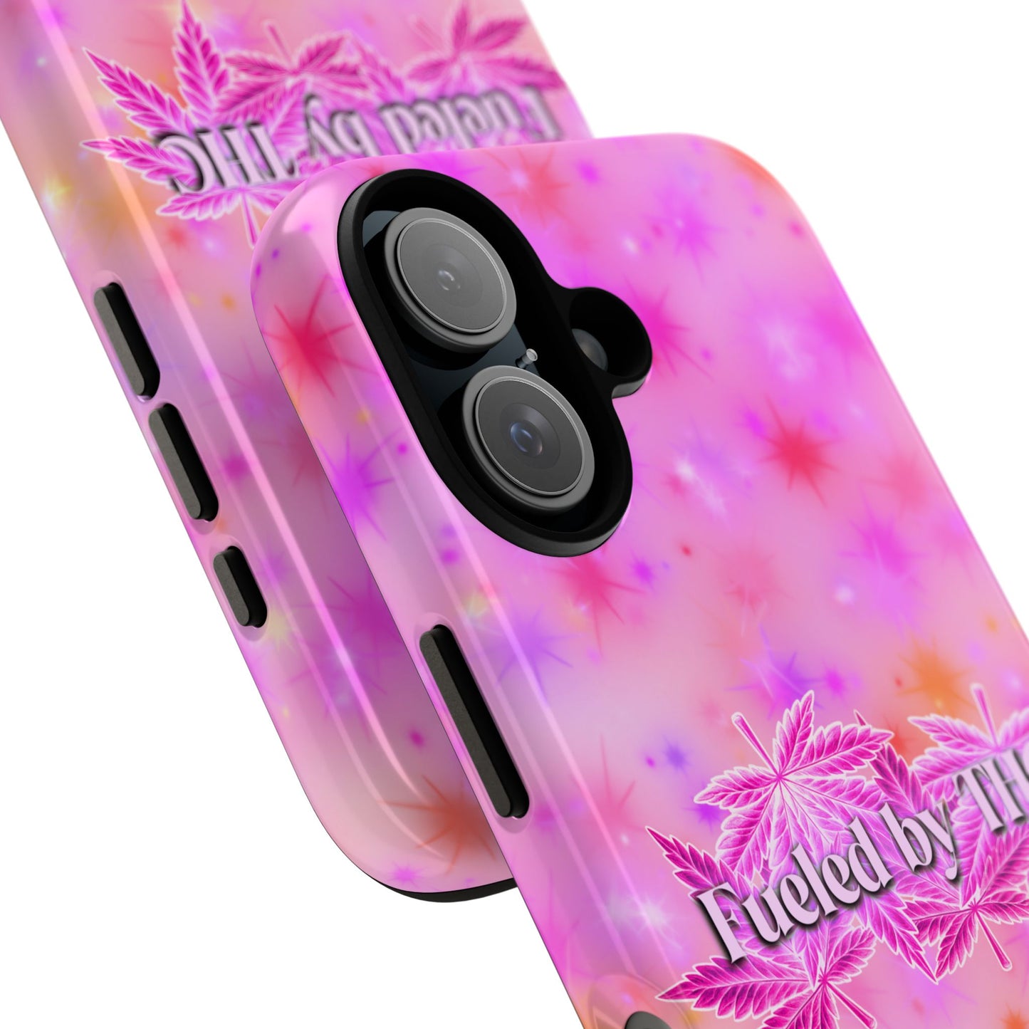 Fueled by THC Phone Case — Pink Cannabis Leaf Protective Case